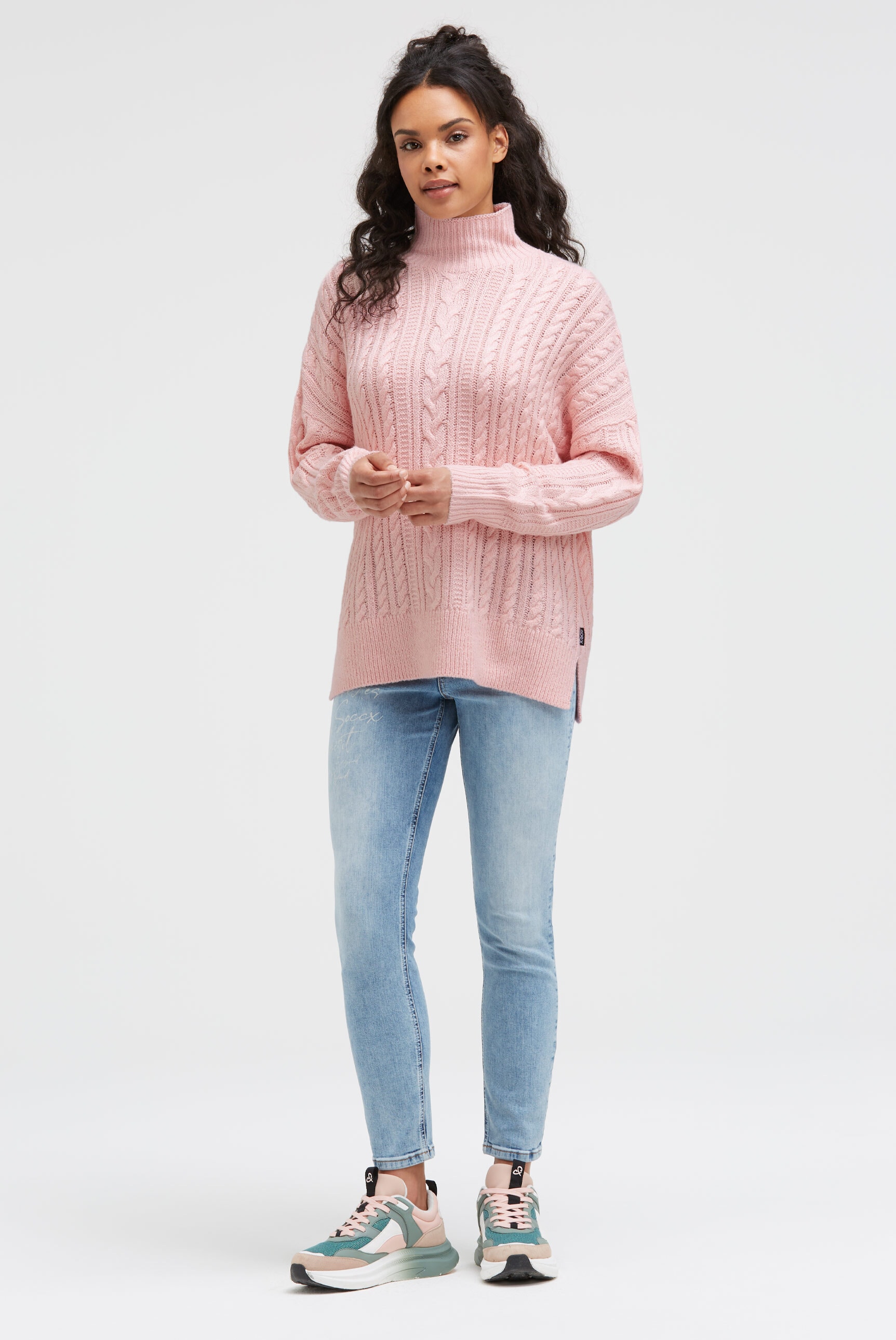 SOCCX Rundhalspullover mit Seitenschlitze