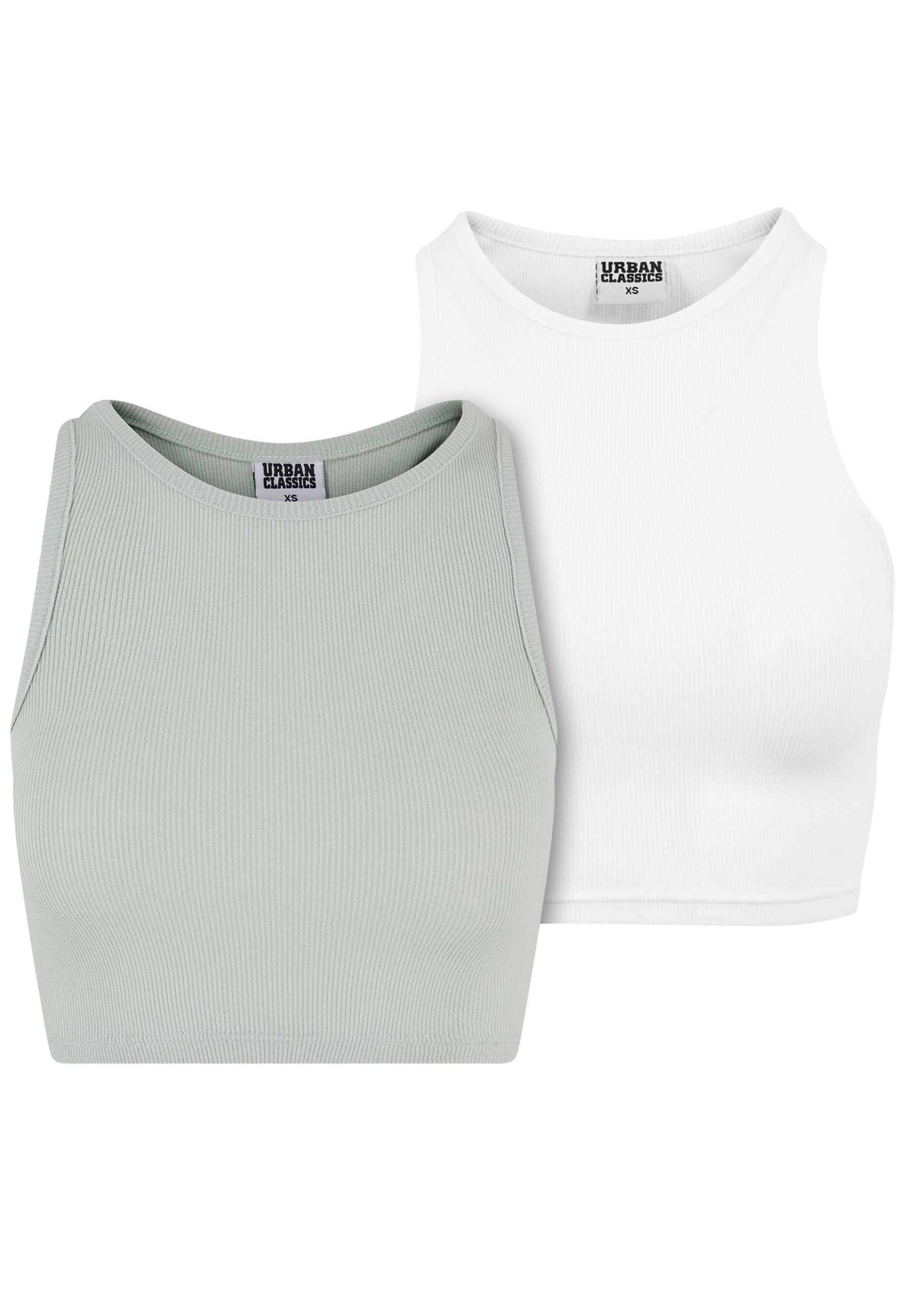 URBAN CLASSICS Tanktop »Urban Classics Damen Ladies Cropped Rib Top 2-Pack« 1 Stk.