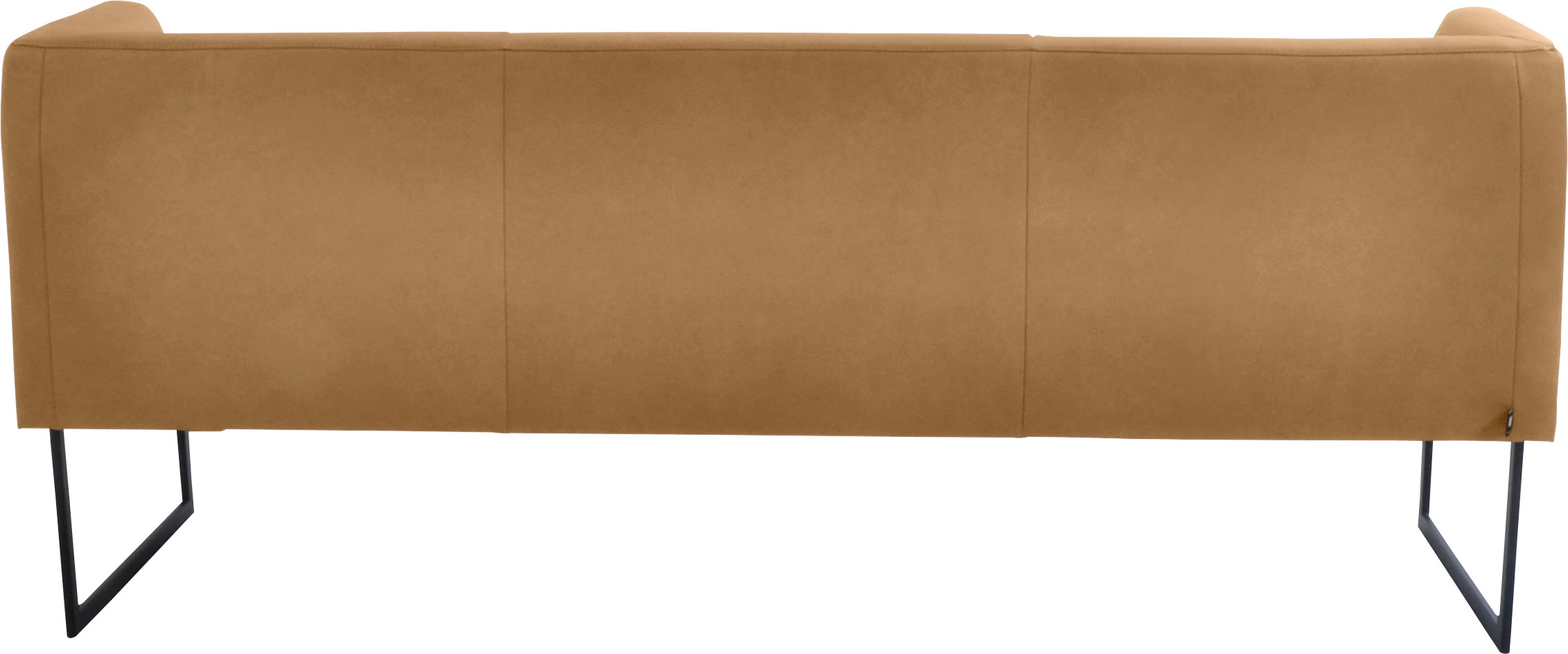 Polsterbank K+W KOMFORT & WOHNEN "Cube", gelb (curcuma 71), B:209cm H:82cm T:67cm, Sitzbänke, Polsterbank, Hammerkissenoptik, 2 Breiten, Metallkufe schwarz 2