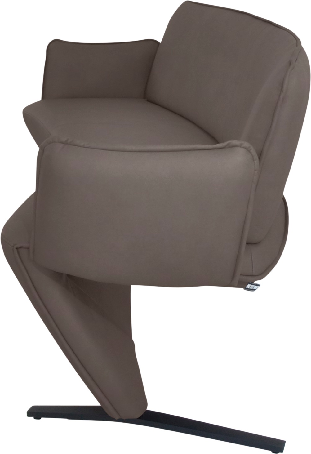 Polsterbank K+W KOMFORT & WOHNEN, braun (sattel), B:216cm H:87cm T:66cm, Sitzbänke, Polsterbank, Leicht abgerundete Segmentbank im hochwertigen Leder, mit Armlehnen 3