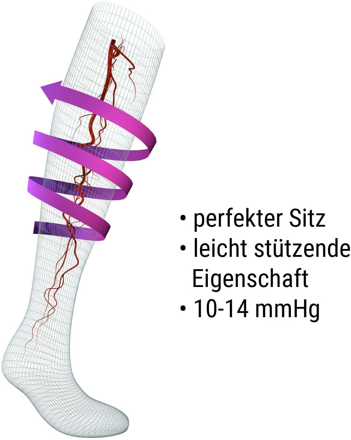 Fußgut Stütz-Stulpen »zur Vorbeugung schwerer Beine, anatomisch korrekter Druckverlauf«, entlastet, vitalisiert, stimuliert, Erholung, 2 Paar, Universalgröße