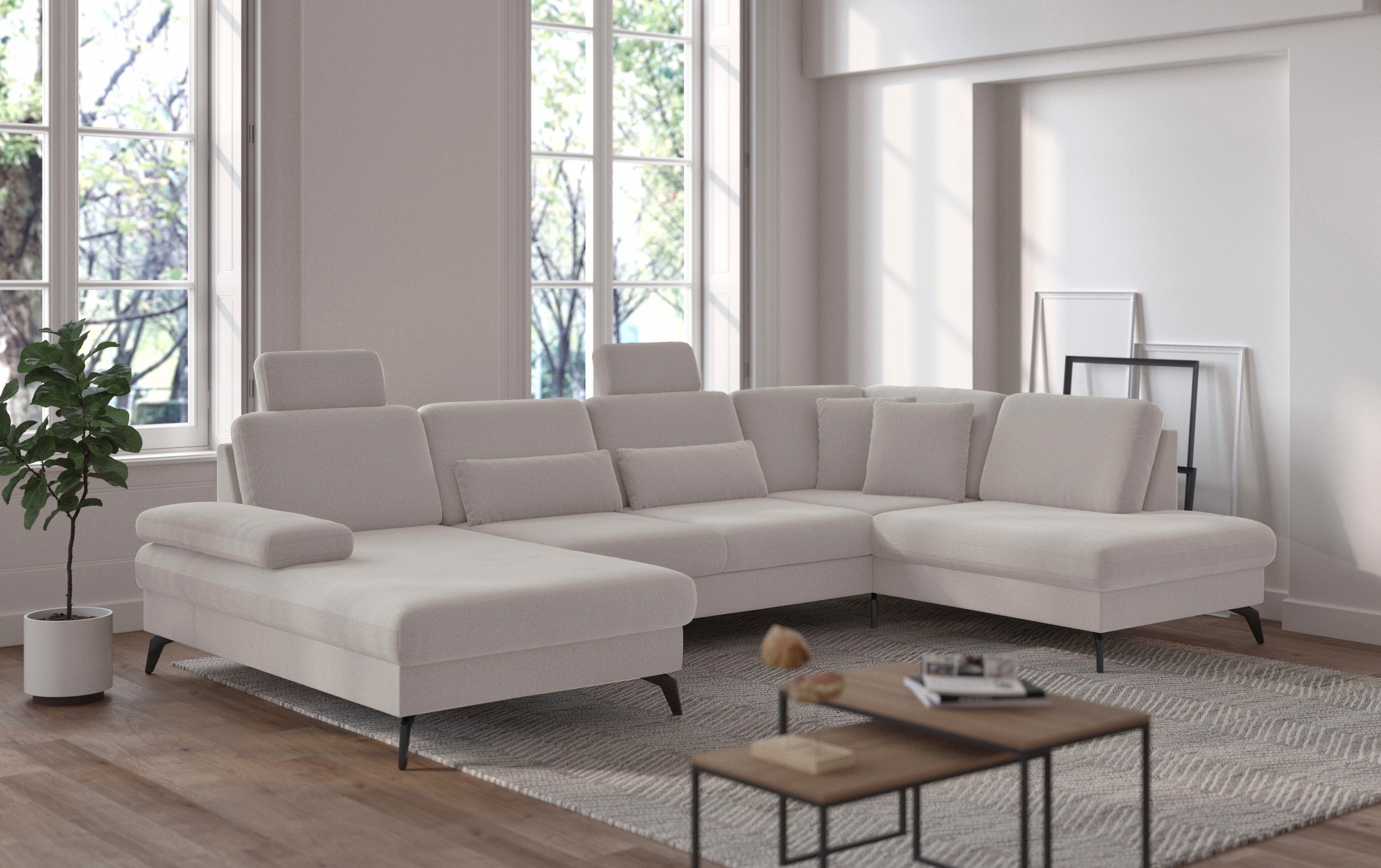 sit&more Wohnlandschaft »Morris U-Form, inkl. Sitztiefenverstellung«, wahlweise mit Armteilverstellung, Bettfunktion & Bettkasten