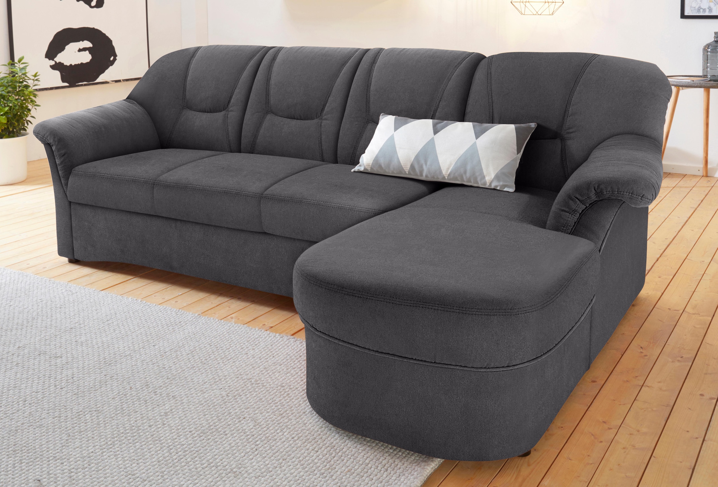 DOMO collection Ecksofa "SARAFINA 232x146 cm, auch mit Federkern für noch mehr Sitzkomfort" whlw. mit Bettfunktion, L-Form