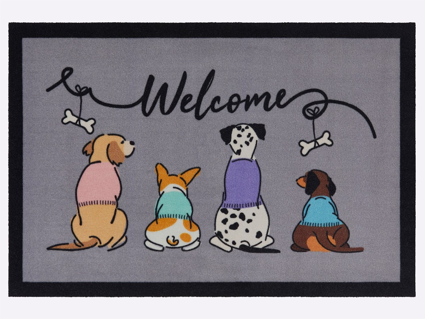 Fußmatte, B:40cm H:10mm L:60cm, bunt, Kunstfaser, Polyamid, Flur, Teppiche