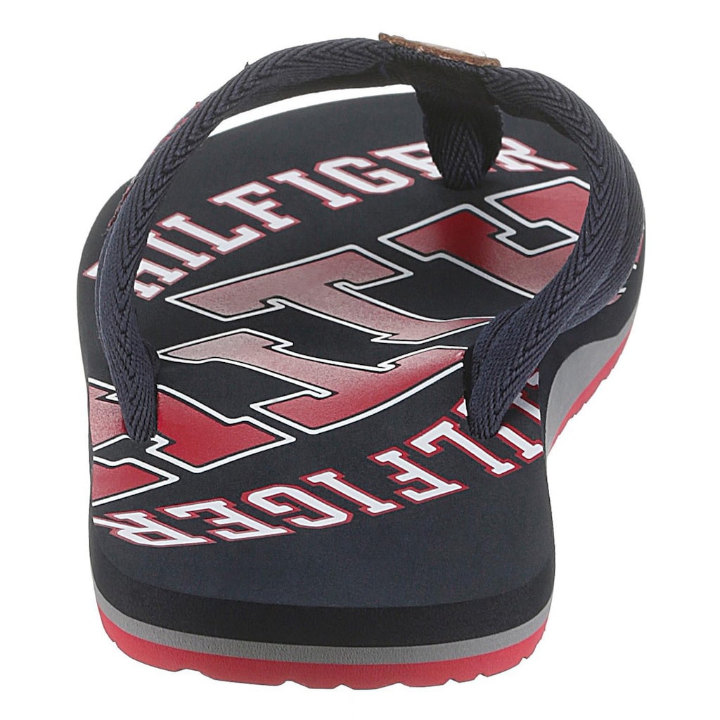 Tommy Hilfiger Zehentrenner »ESSENTIAL TH BEACH SANDAL«, Sommerschuh, Schlappen, Poolslides, Badeschuh, mit Logo Print