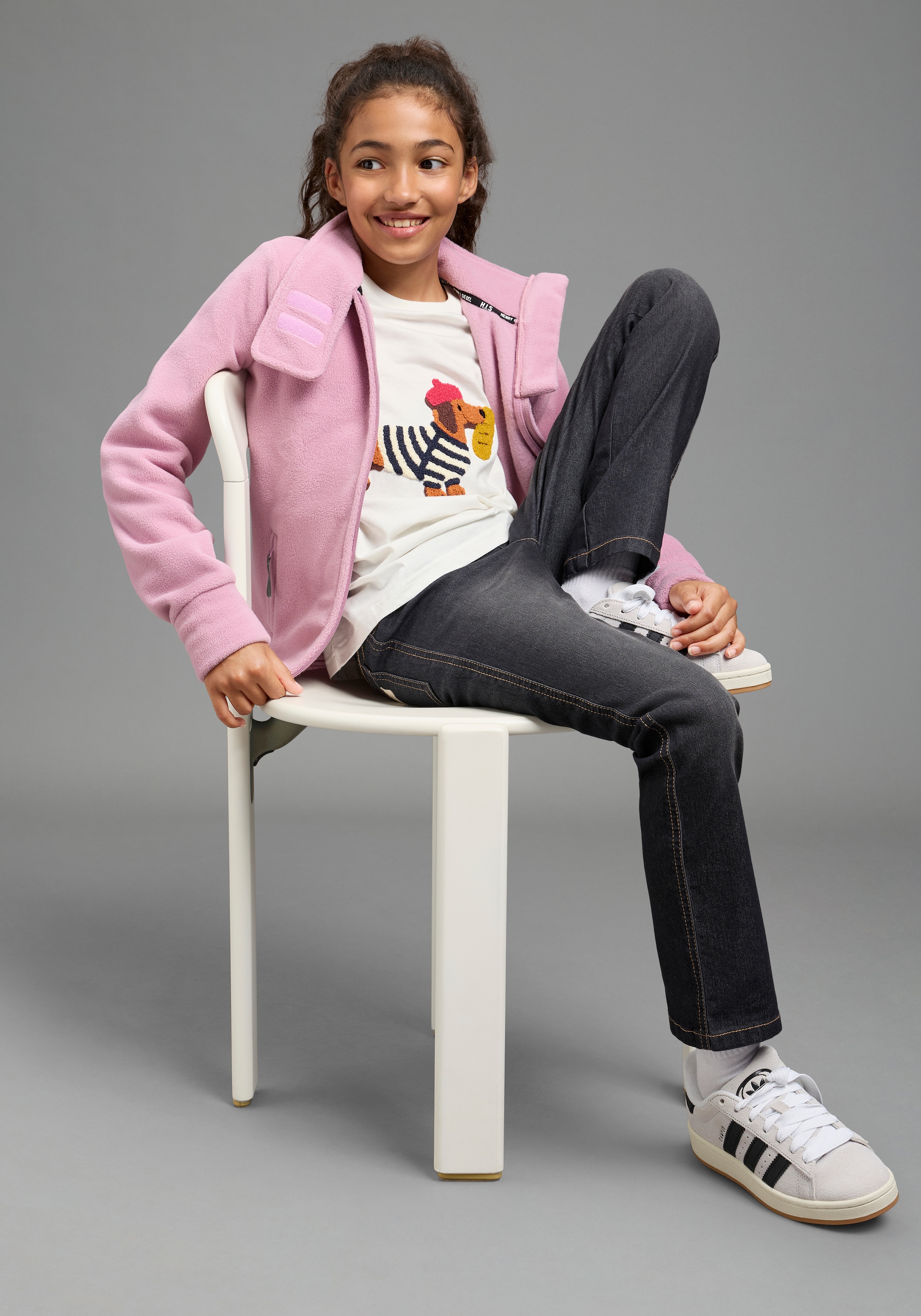 H.I.S Fleecejacke »H.I.S Fleecejacke mit extra breitem Stehkragen« Weiche Fleecejacke, Basic-Passform, po-bedeckende Länge