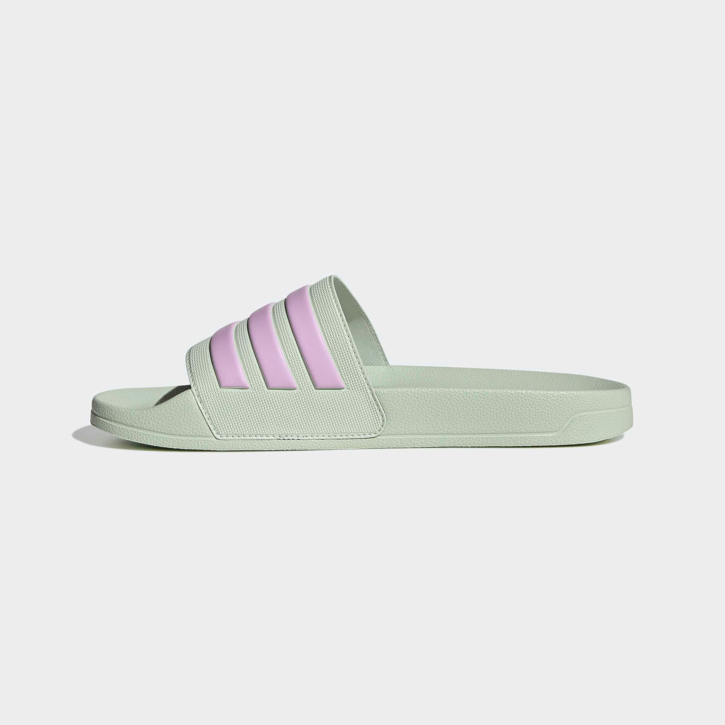 Badesandale ADIDAS SPORTSWEAR "SHOWER ADILETTE", Herren, Gr. 40,5, linen grün, bliss lila, bliss lila, Synthetik, Schuhe, Badelatschen 2