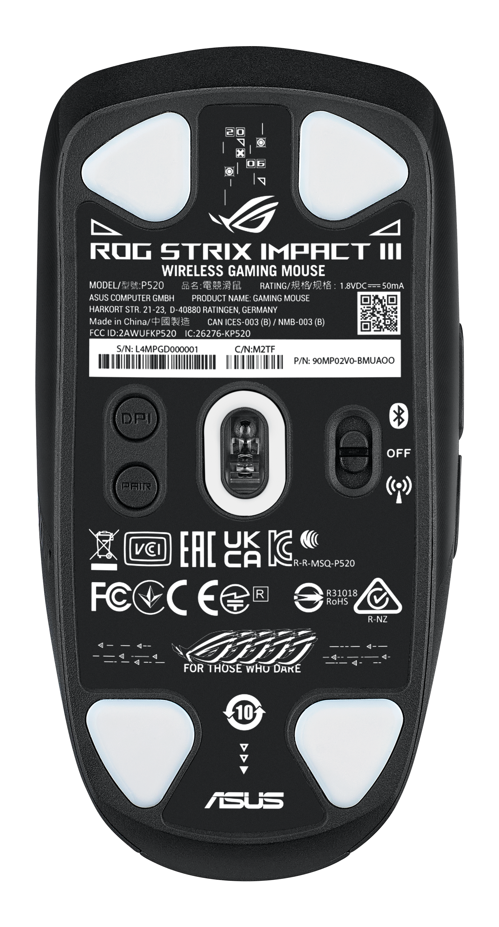 Asus Gaming-Maus »ROG Strix Impact III Wireless«, RF kabellos + Bluetooth