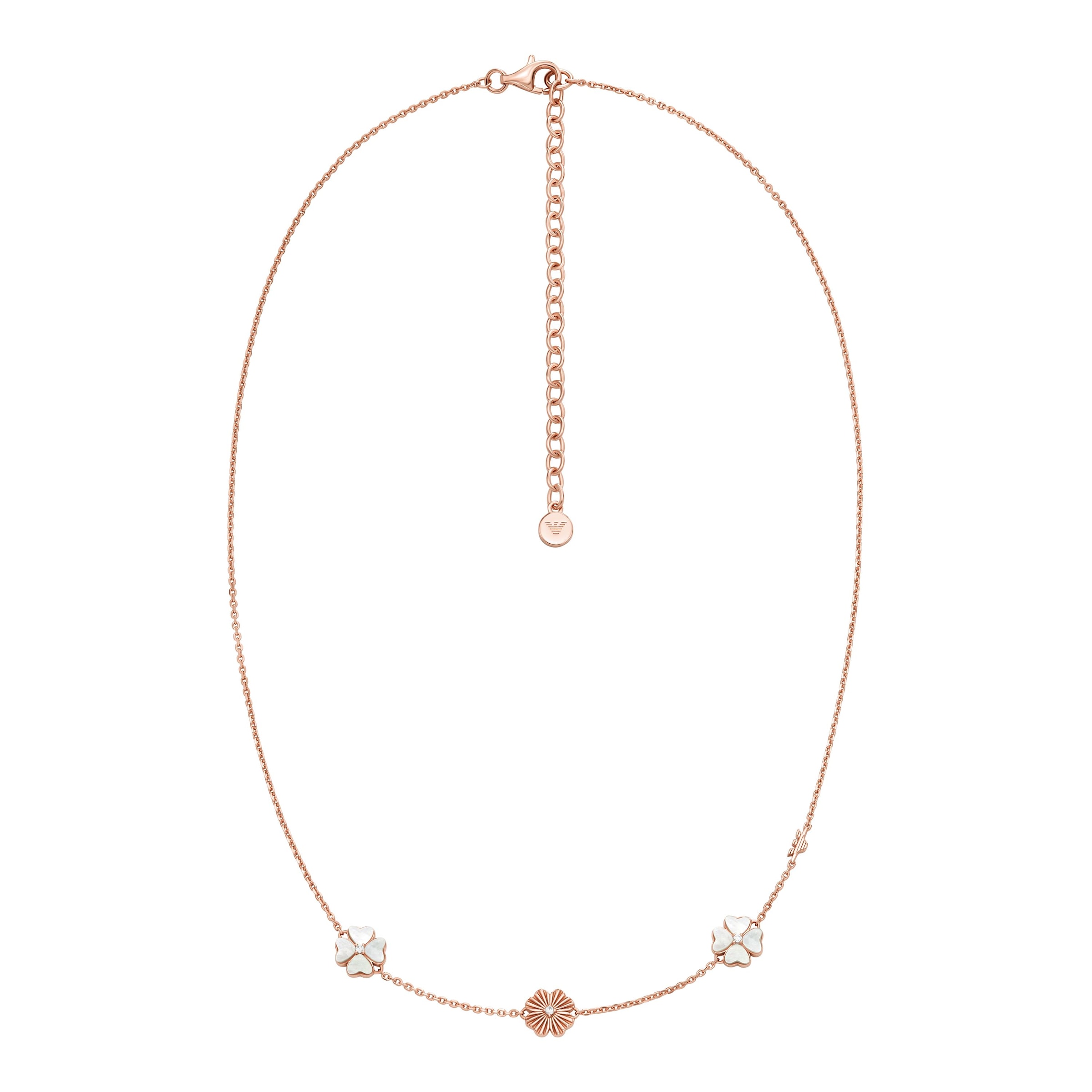 Emporio Armani Kette mit Anhänger »Schmuck Geschenk Silber 925 Kleeblätter« mit Zirkonia (synth.) - mit Perlmutt