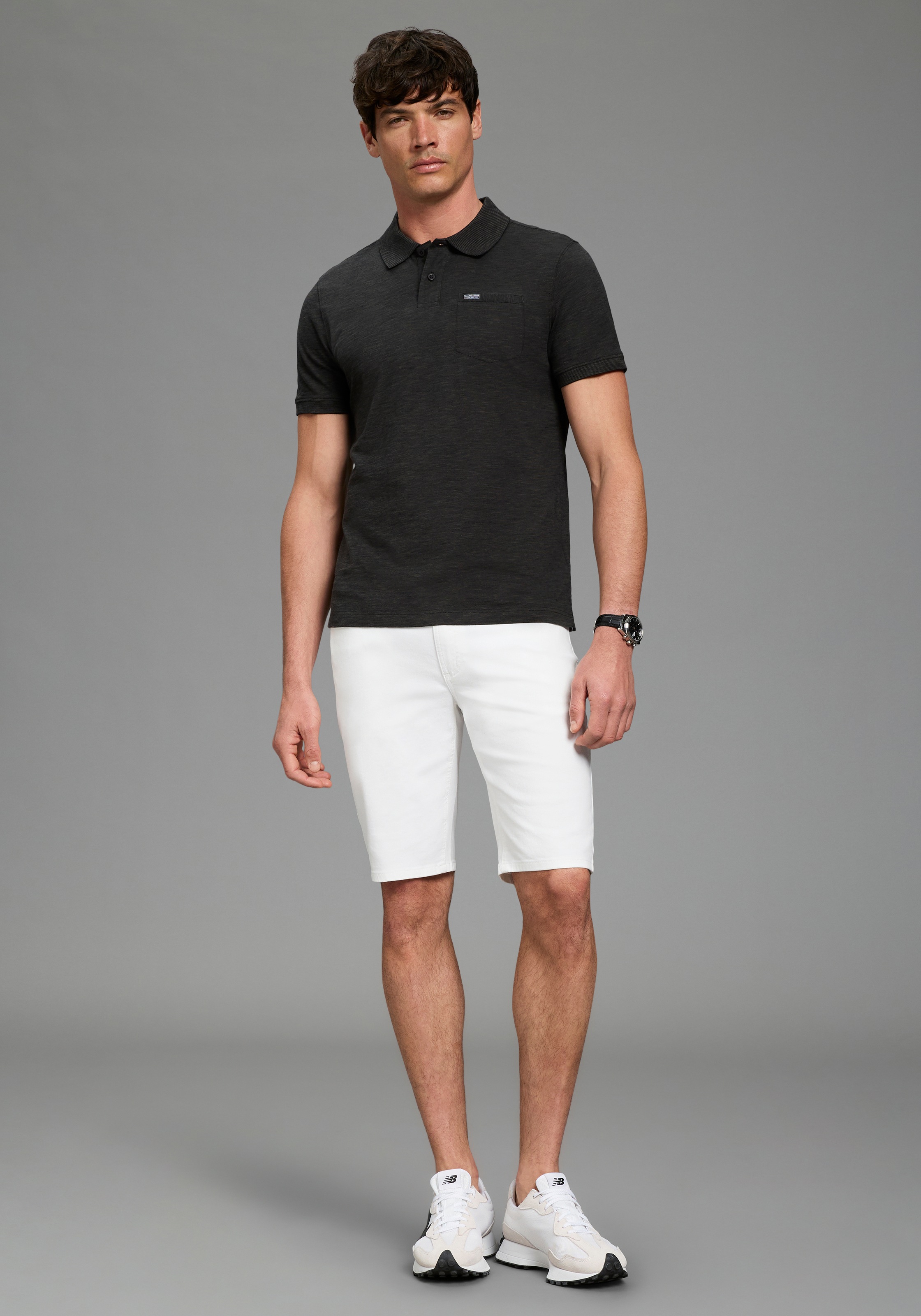 Jeansshorts BRUNO BANANI "Hutch-Shorts", Herren, Gr. 38, Länge 32, weiß, Denim/Jeans, Obermaterial: 98% Baumwolle, 2% Elasthan, unifarben, normal kurz, Jeans Jeansshorts, gerade geschnittene kurze Beine, niedrige Leibhöhe 3
