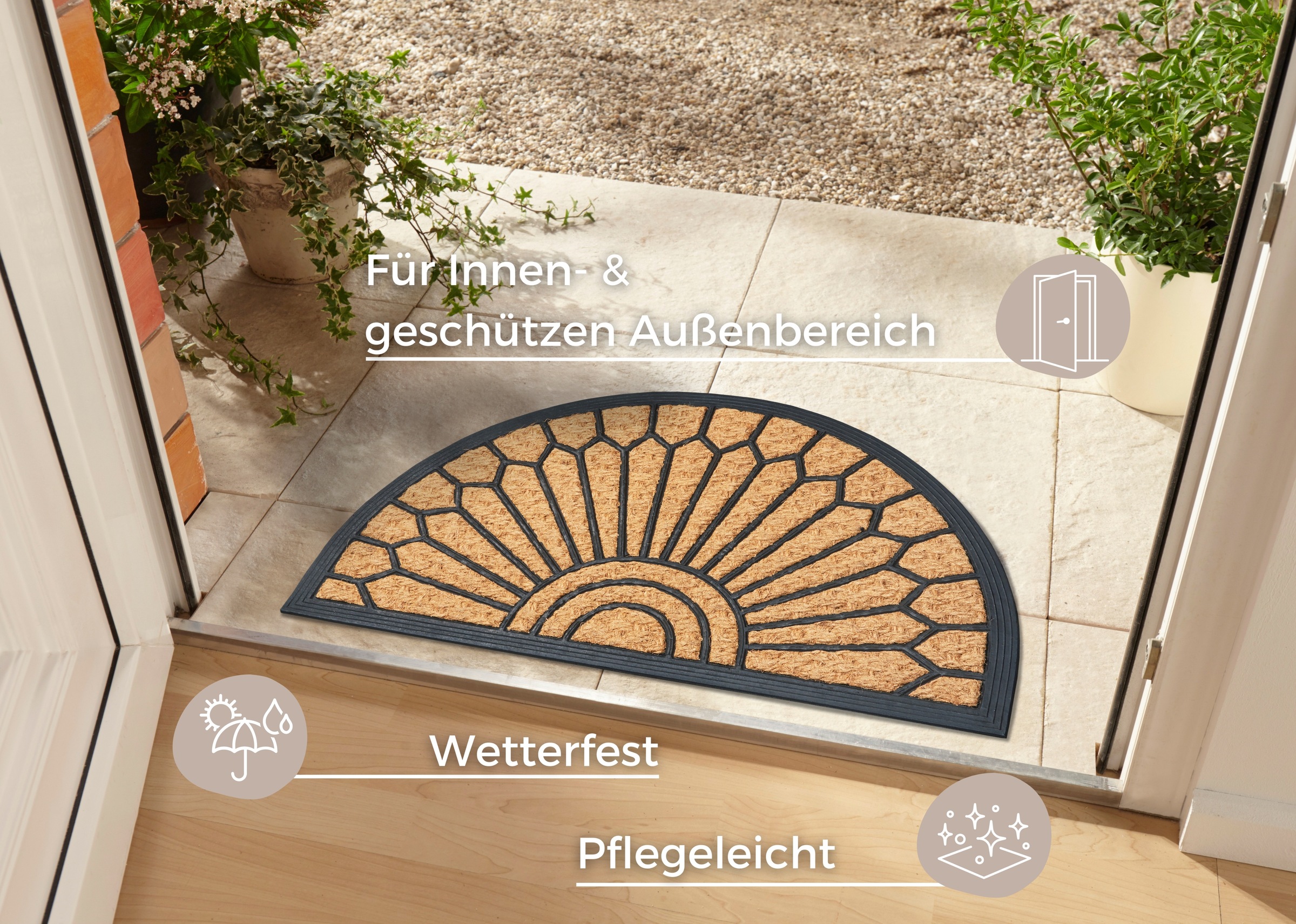 HANSE Home Fußmatte "Mix Mats Gummi-Kokos Halbrund Geometric Ornament, Türm günstig online kaufen