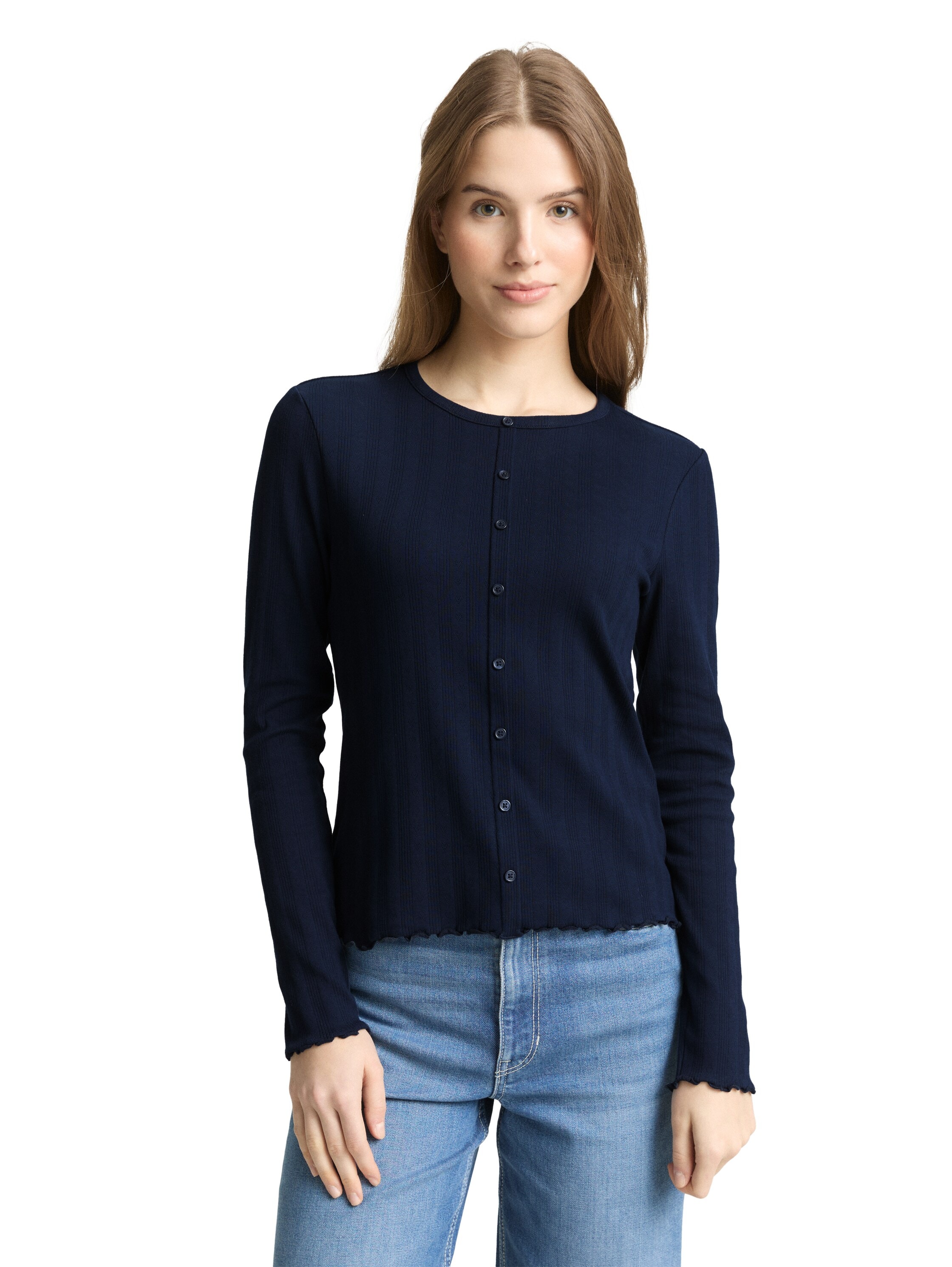 TOM TAILOR Denim Langarmshirt mit gewelltem Abschluss günstig online kaufen