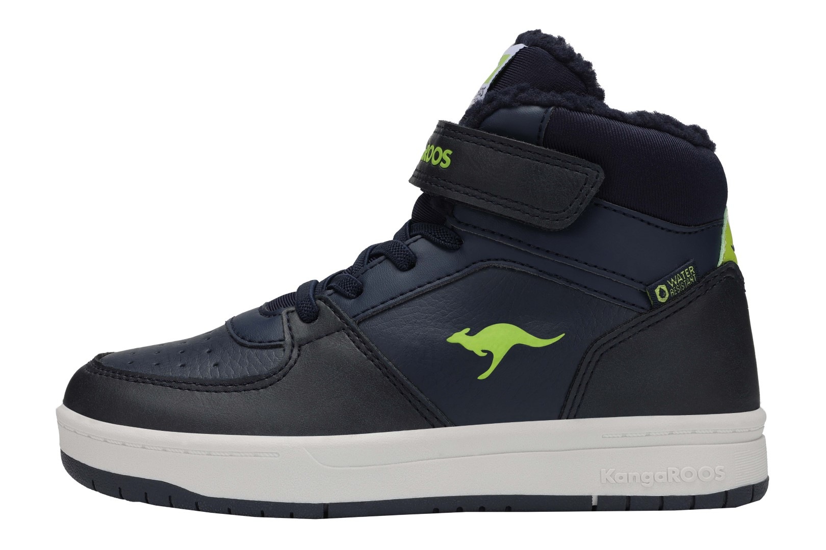 Sneaker KANGAROOS "K-CP Bound Mid EV", Mädchen, Gr. 31, bunt (dk navy, lime), Synthetik, Schuhe Sneaker, Wasserabweisend, Warmfutter,Winterschuhe, Schnürboots, Sneakerboots