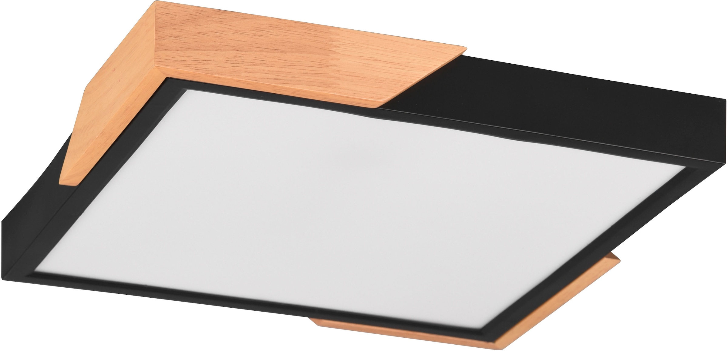 LED Deckenleuchte "Meta", 1, H: 3,5cm, 1 Stk., schwarz, REALITY LEUCHTEN, Wohnzimmer, Leuchten, Deckenlampe Holzschirm 31x31cm, 20W/2400Lumen,