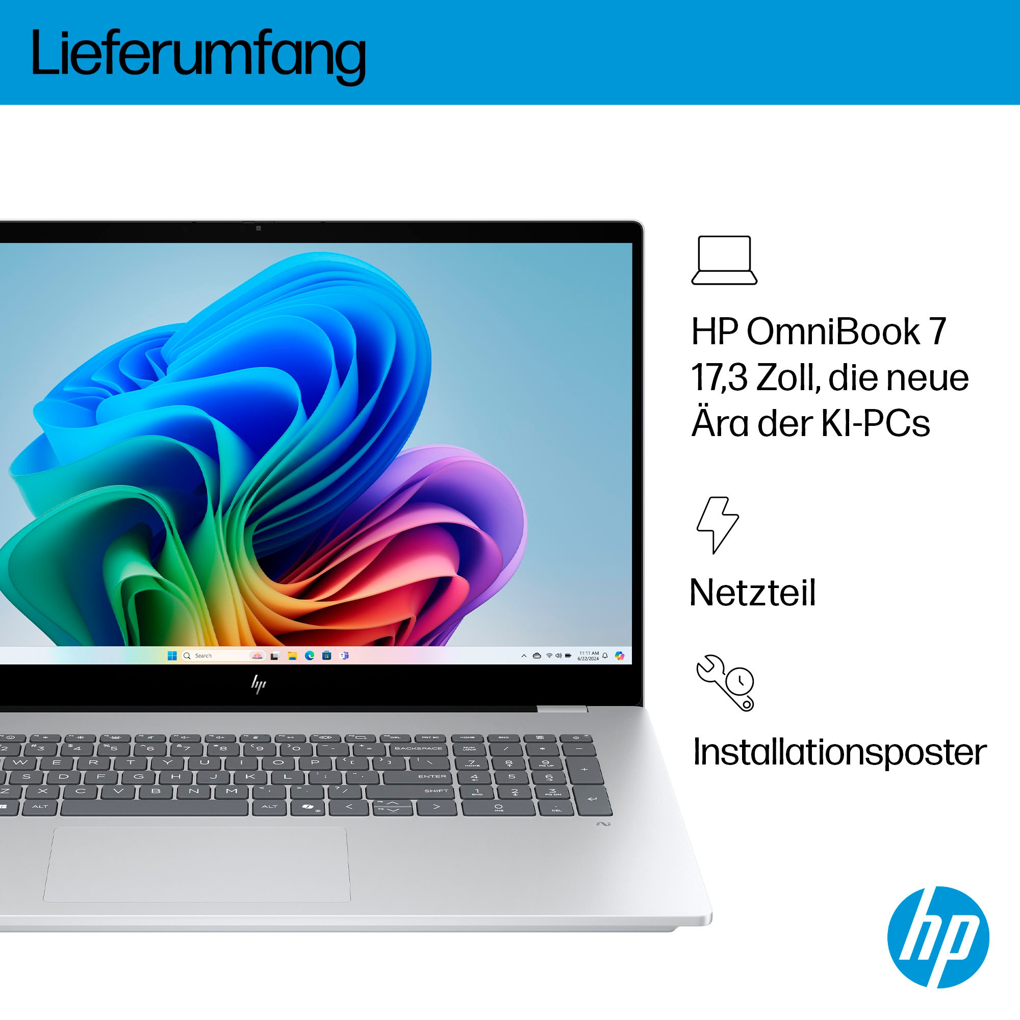 HP Notebook »OmniBook 7 17-dc0079ng«, 43,9 cm, / 17,3 Zoll, Intel, Core Ultra 7, GeForce RTX 4050, 2000 GB SSD