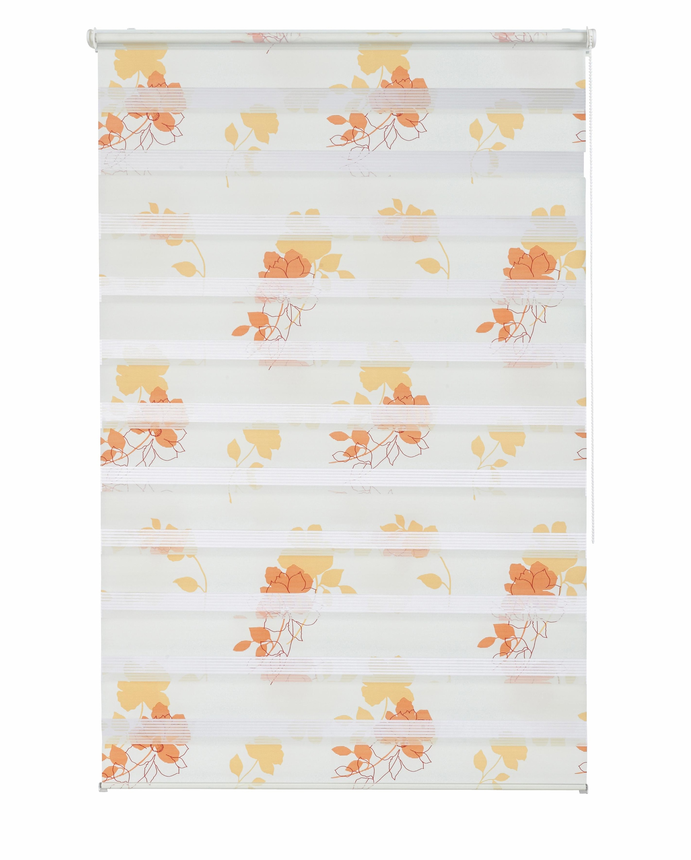 my home Doppelrollo »Damar«, Lichtschutz, Sichtschutz-Verdunkelung, ohne Bohren, freihängend, Klemmfix, im Fixmaß, Blumen, florales Muster, Klemmträger