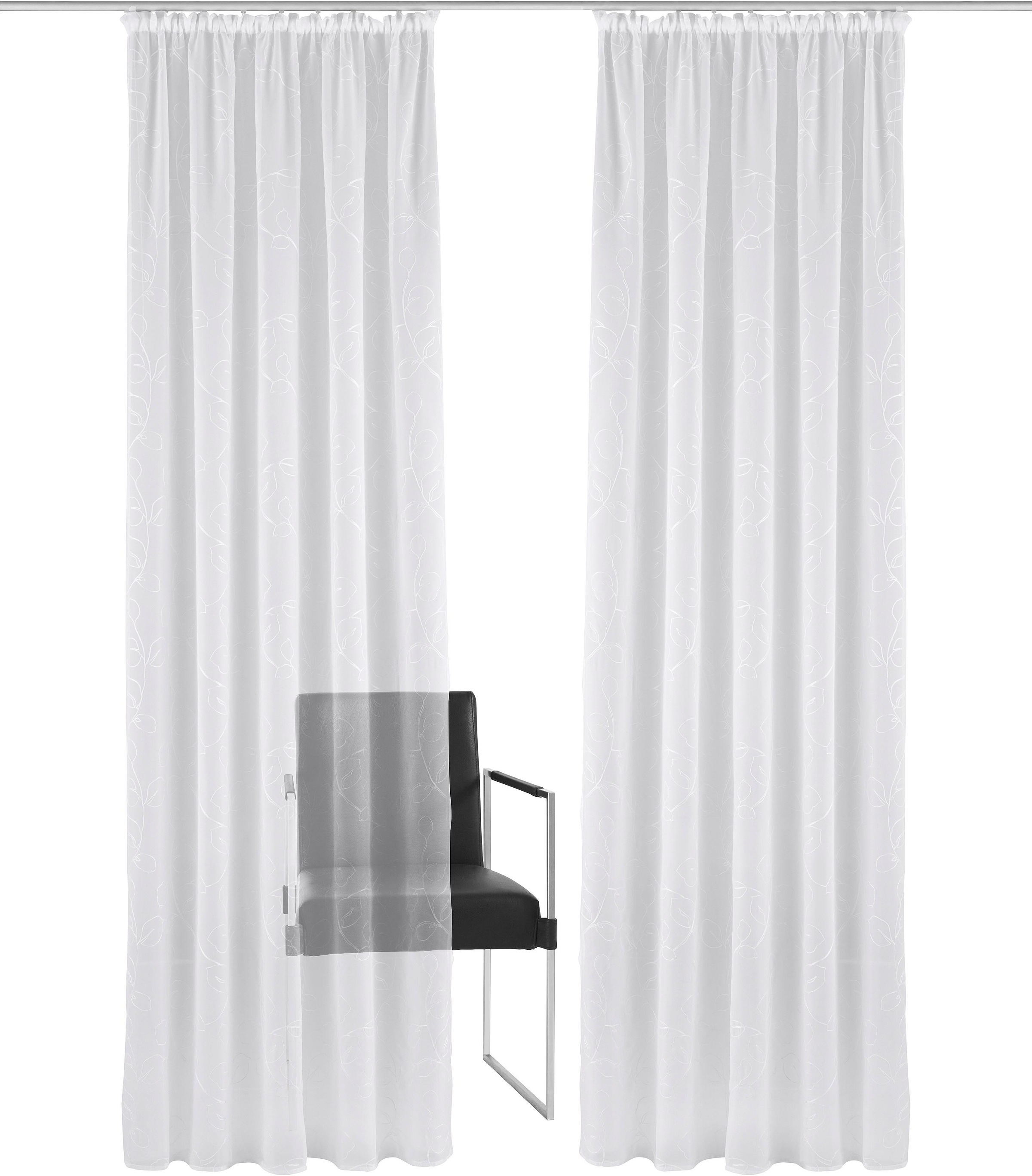 Home affaire Gardine "Adele" Kräuselband 1 Stk. tlg. transparent, mit flora günstig online kaufen