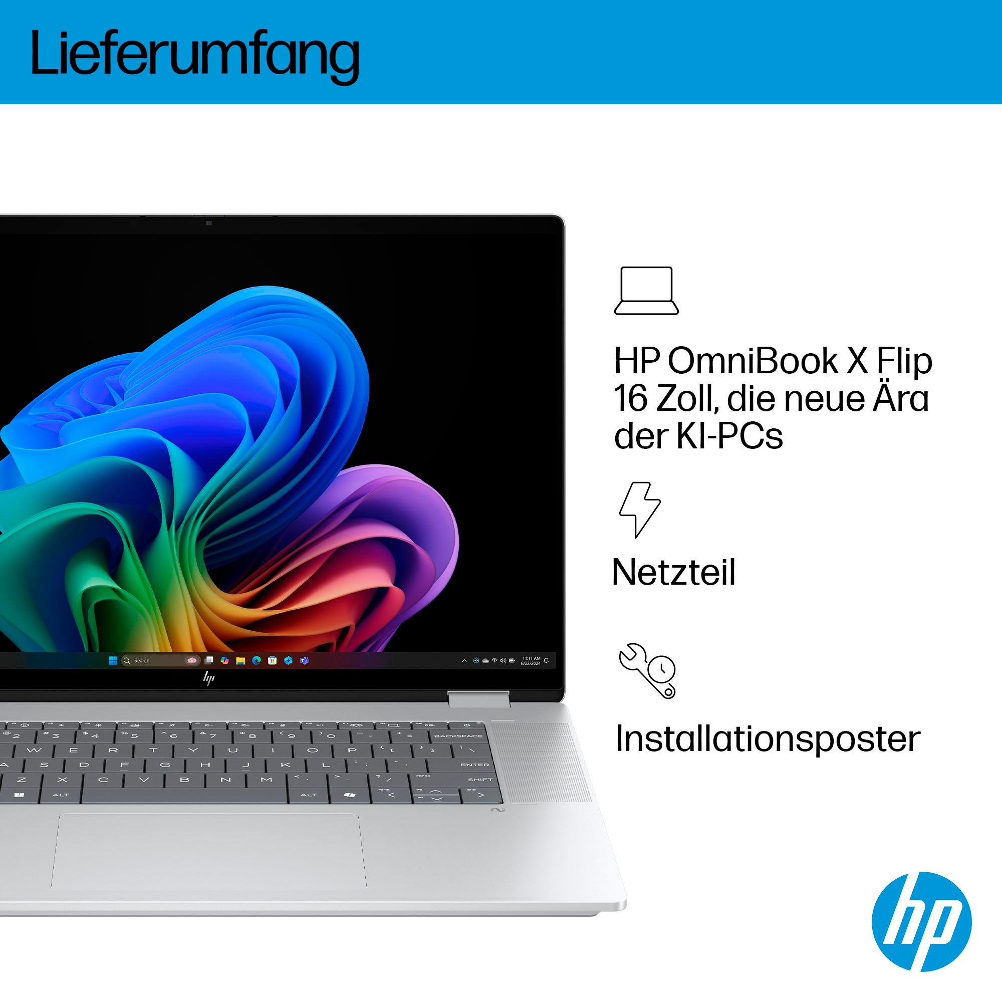 HP Convertible Notebook »OmniBook X Flip 16-ar0078ng«, 40,6 cm, / 16 Zoll, Intel, Core Ultra 7, 1000 GB SSD