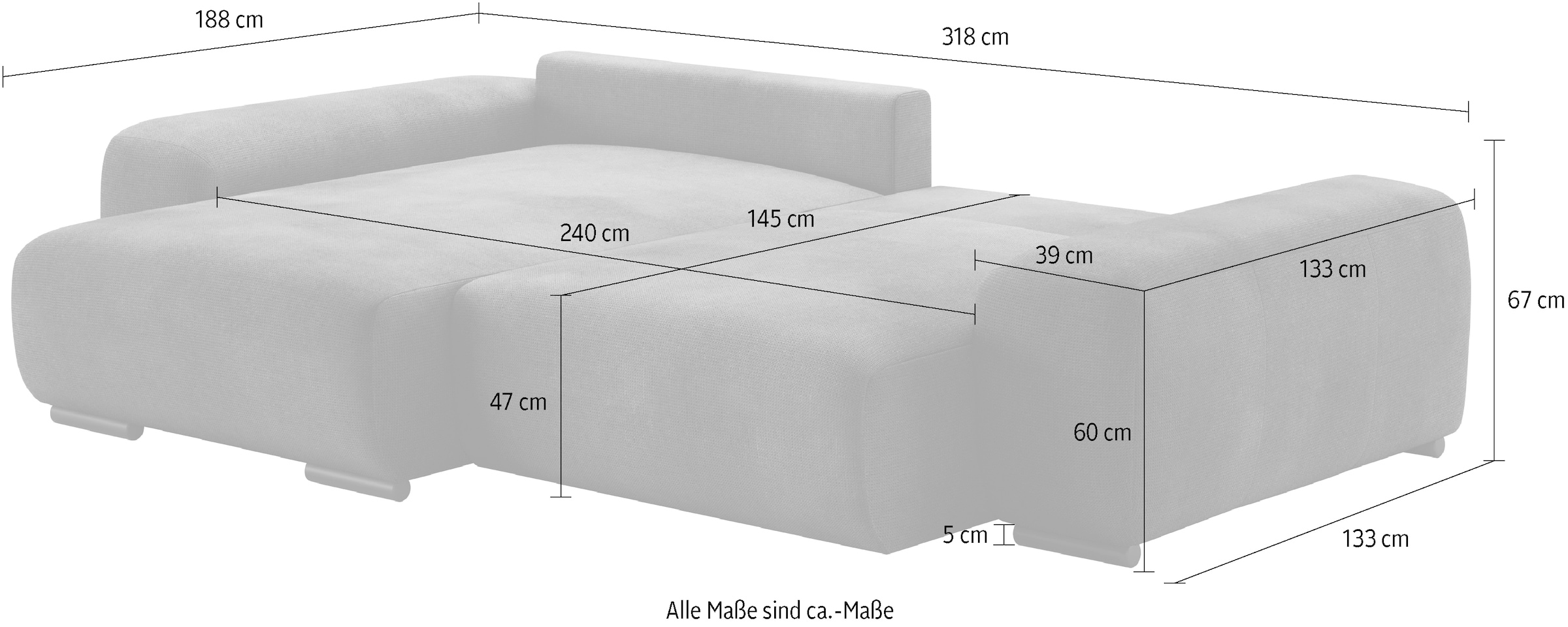 Mr. Couch Polsterecke »Sundance, L-Form«, Dauerschläfer mit Bett, Bettkasten, bis 140 kg belastbar