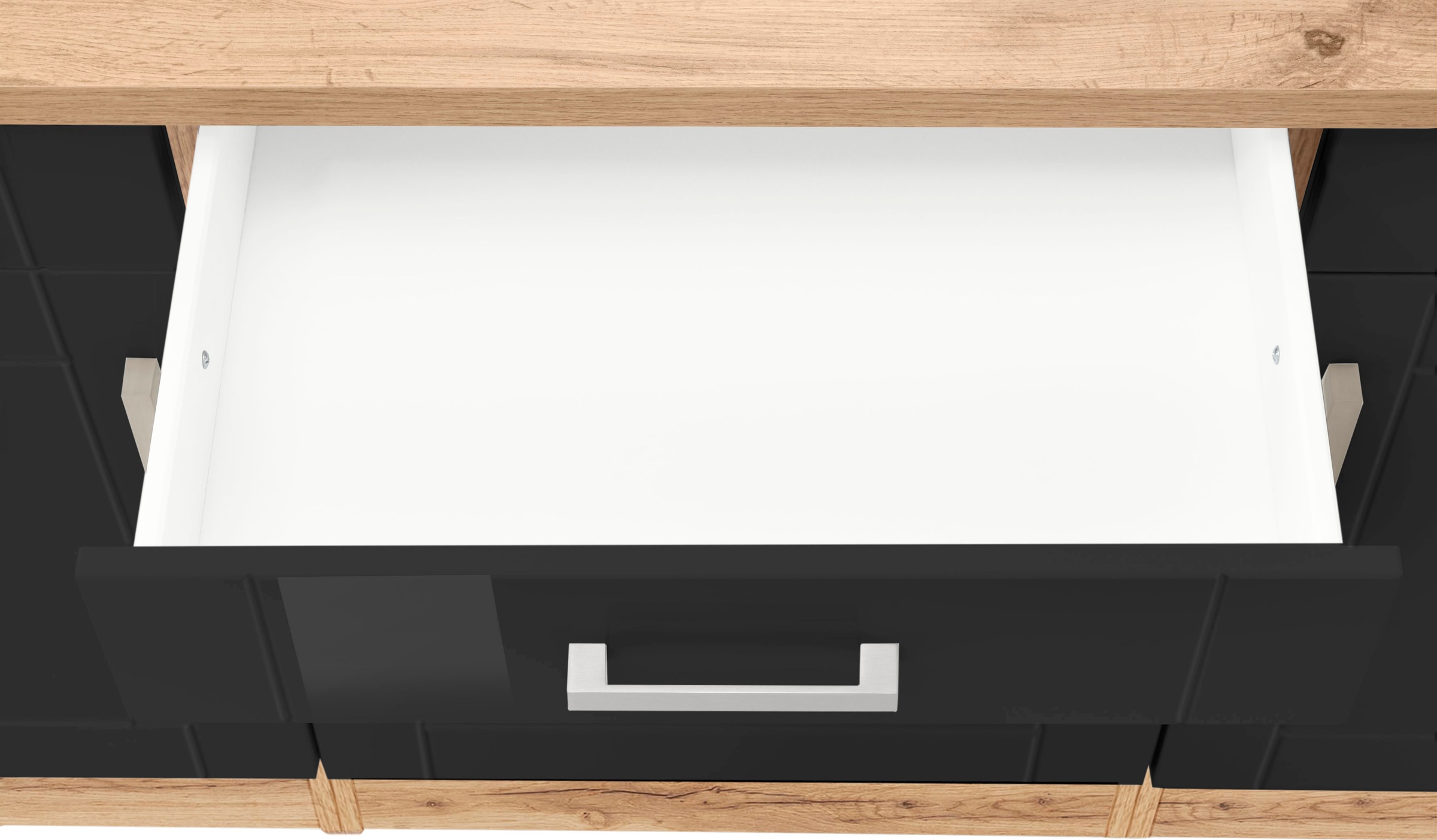 KOCHSTATION Unterschrank »KS-Tinnum«, 180 cm breit, Metallgriffe, MDF Fronten, 3 Schubkästen, 3 Türen