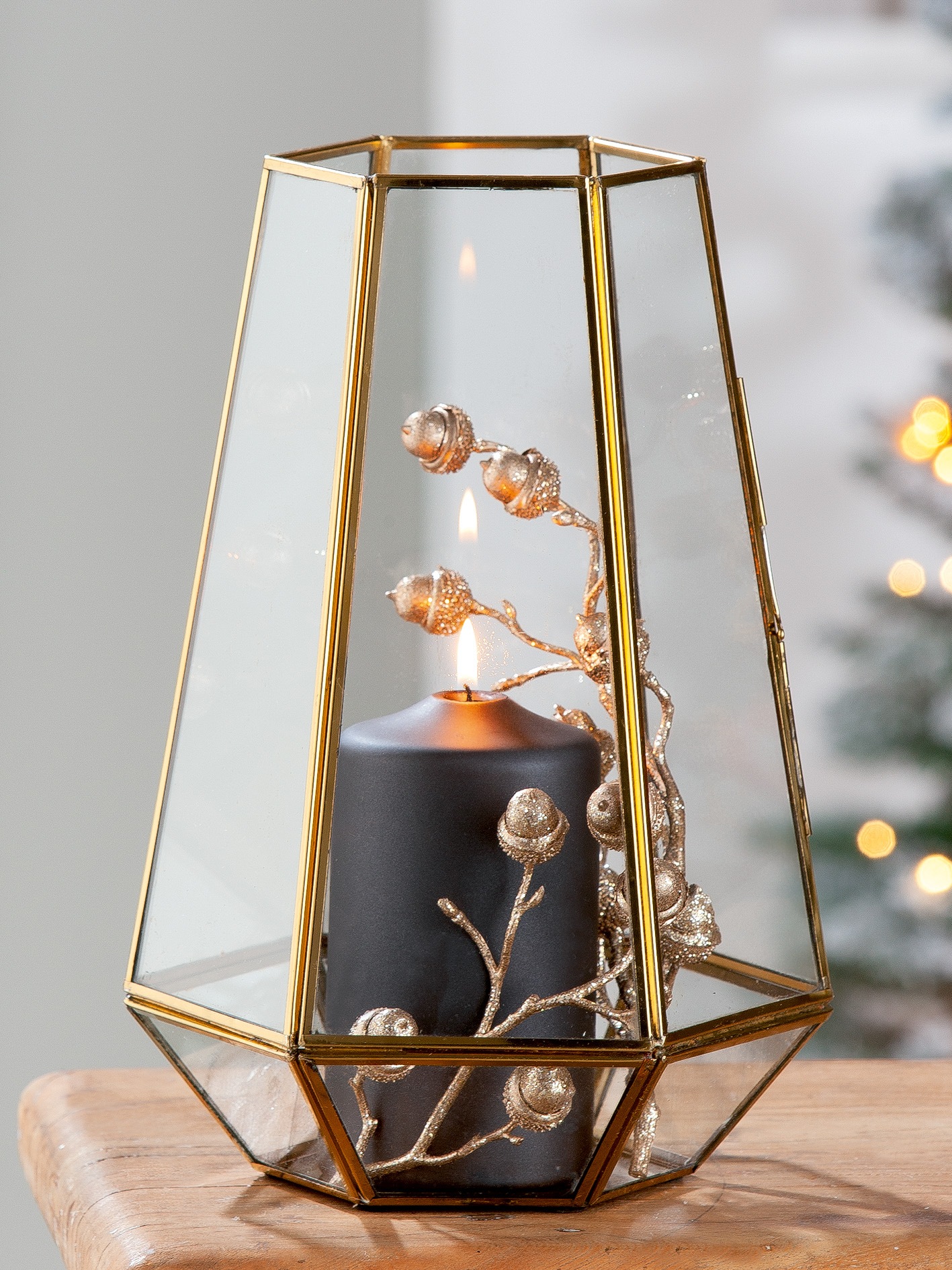 GILDE Windlicht "Kerzenhalter Cozy, 6-eckig" 1-flammig, aus Metall und Glas günstig online kaufen