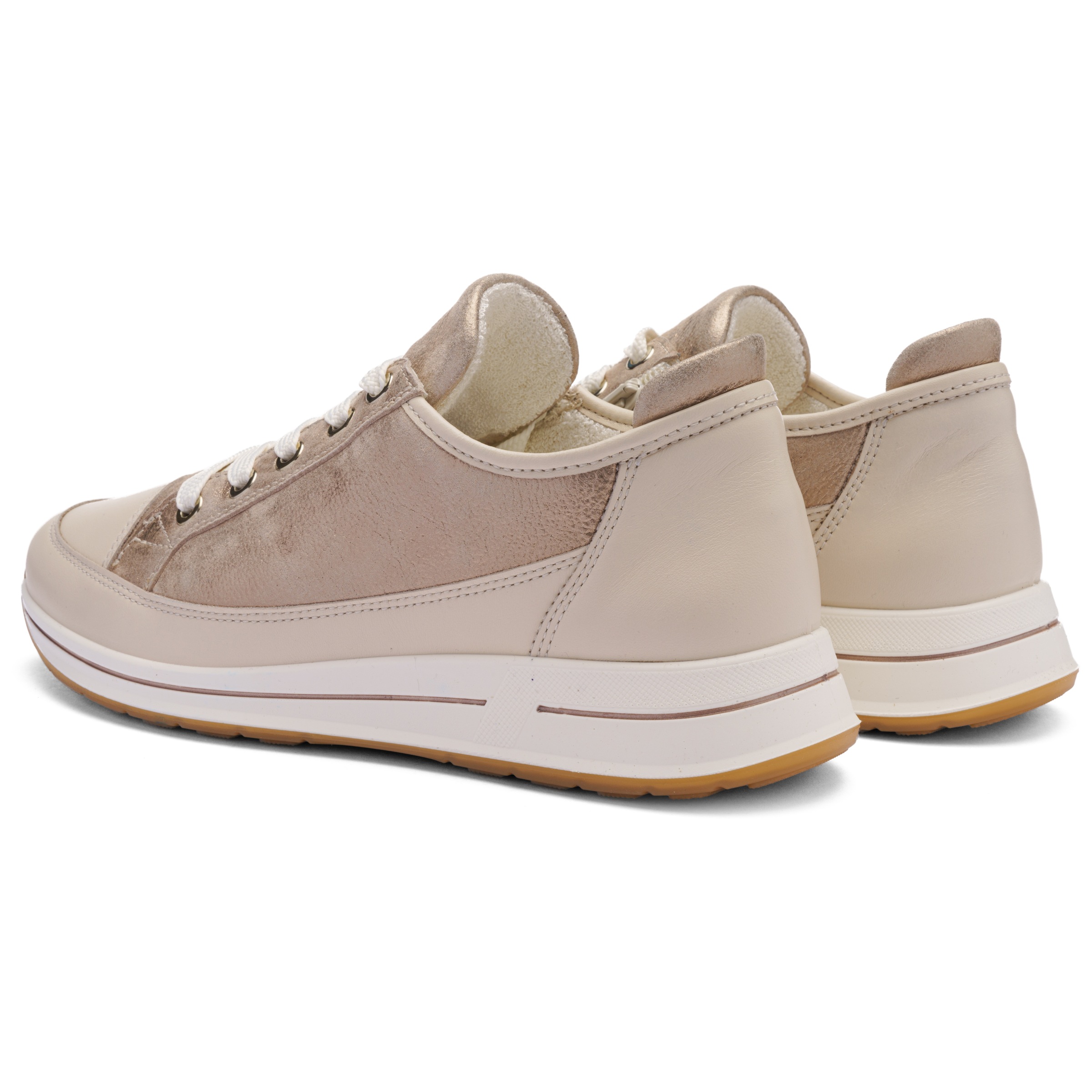 Sneaker ARA "Ara Sneaker Glattleder", Damen, Gr. 39, beige, Glattleder, Schuhe Sneaker 3