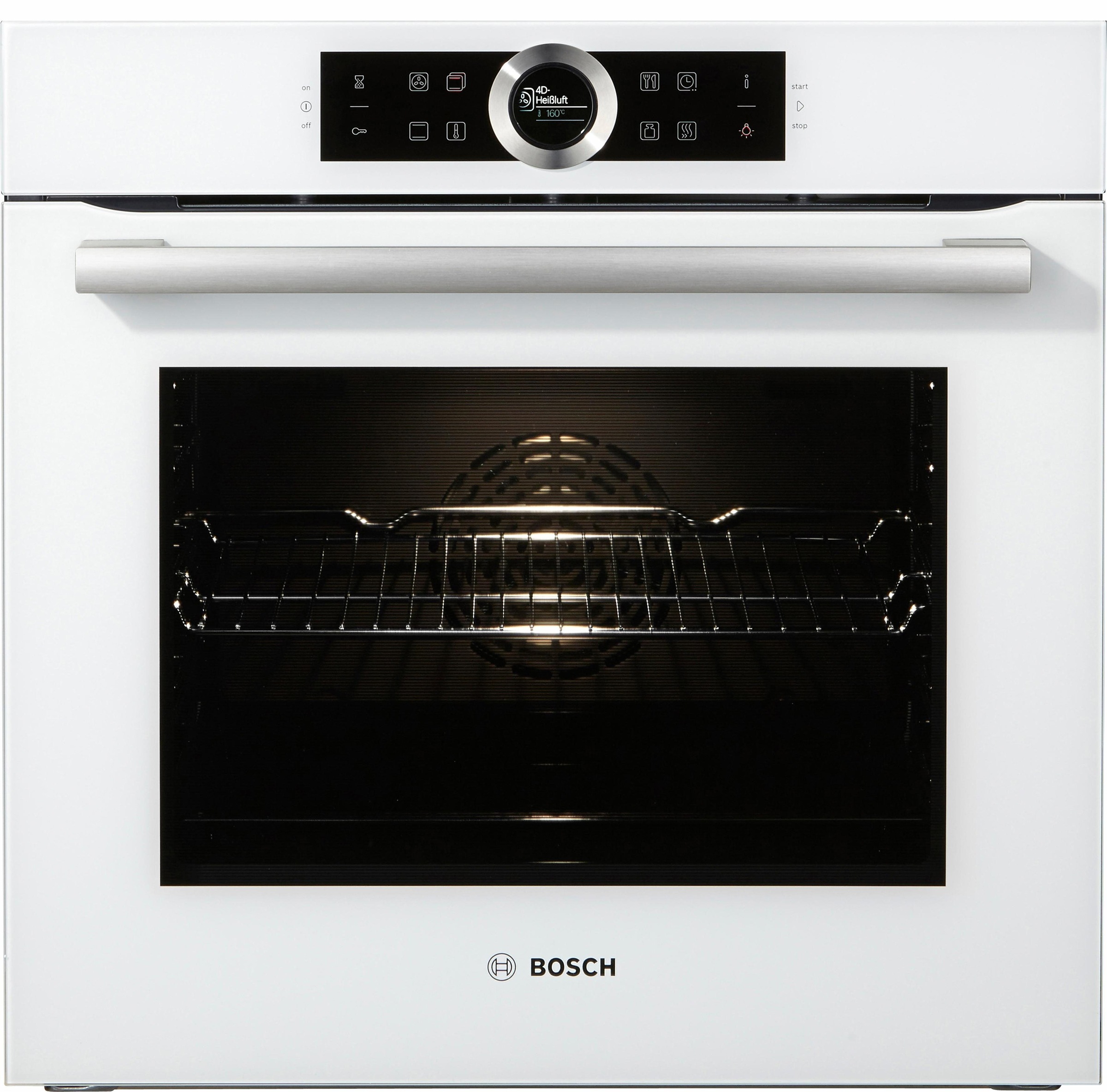 BOSCH Einbaubackofen »HBG635B«, Serie 8, mit Teleskopauszug nachrüstbar, ecoClean Direct, 4D-Heißluft-Eco-Ober-/Unterhitze Eco-Umluft-Infra-Grill-Großflächen-/Kleinflächengrill-Pizzastufe-Sanftgaren-Vorwärmen-Warmhalten-Auftaustufe, mit Pizzastufe