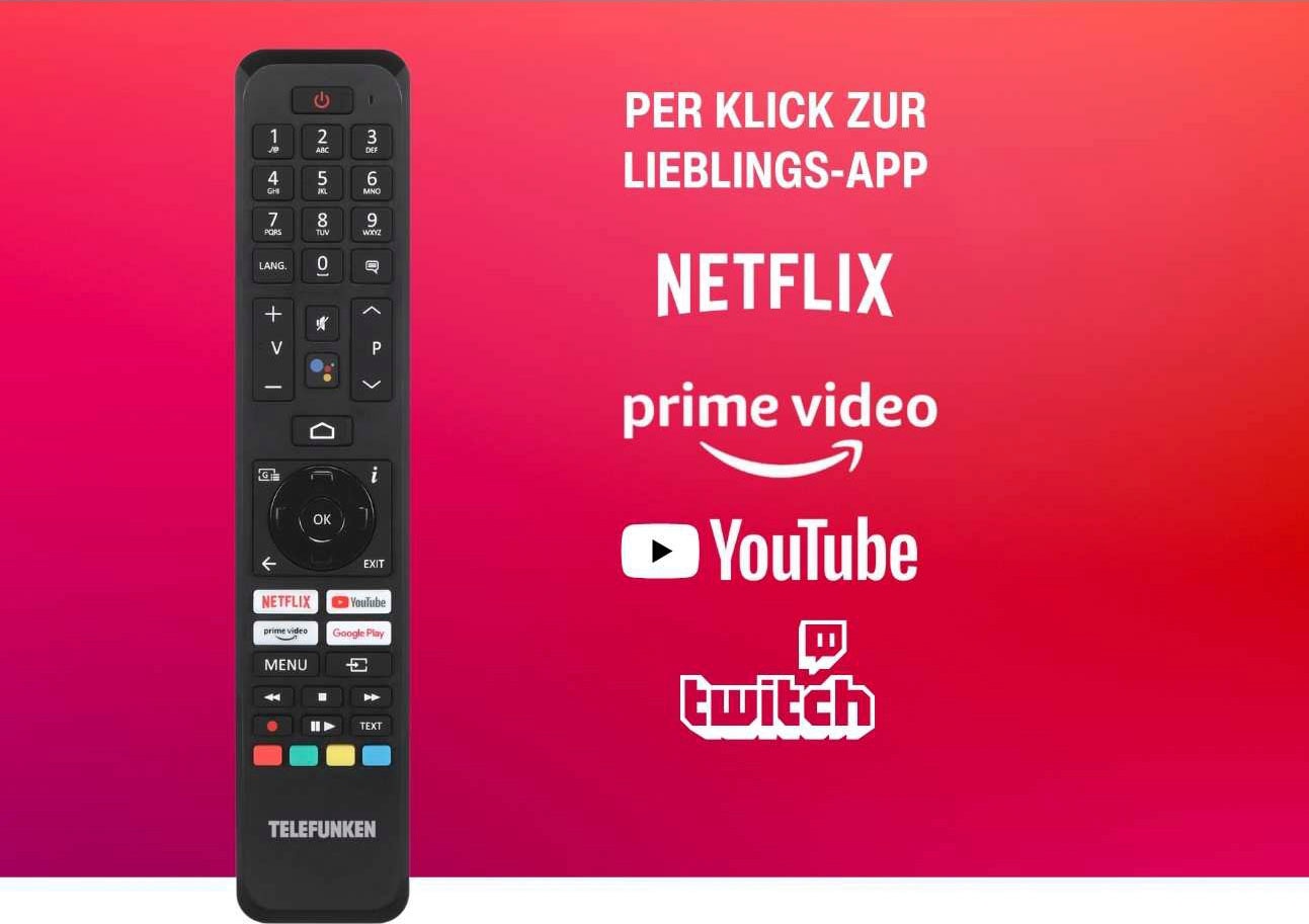 Telefunken LED-Fernseher, 108 cm/43 Zoll, 4K Ultra HD, Smart-TV, Dolby Atmos,USB-Recording,Google Assistent,Android-TV