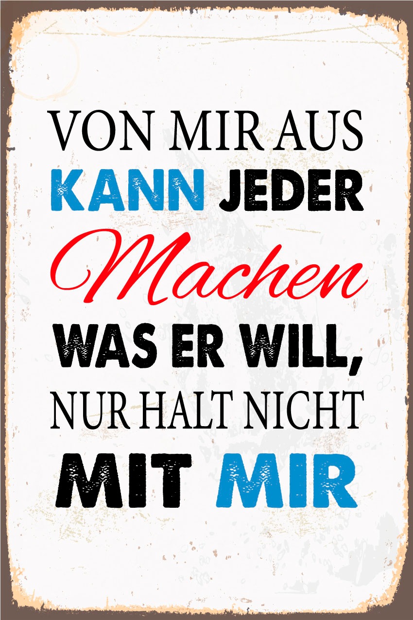 queence Metallbild "nicht mit mir", Schriftzüge, (1 St.), Stahlschilder günstig online kaufen