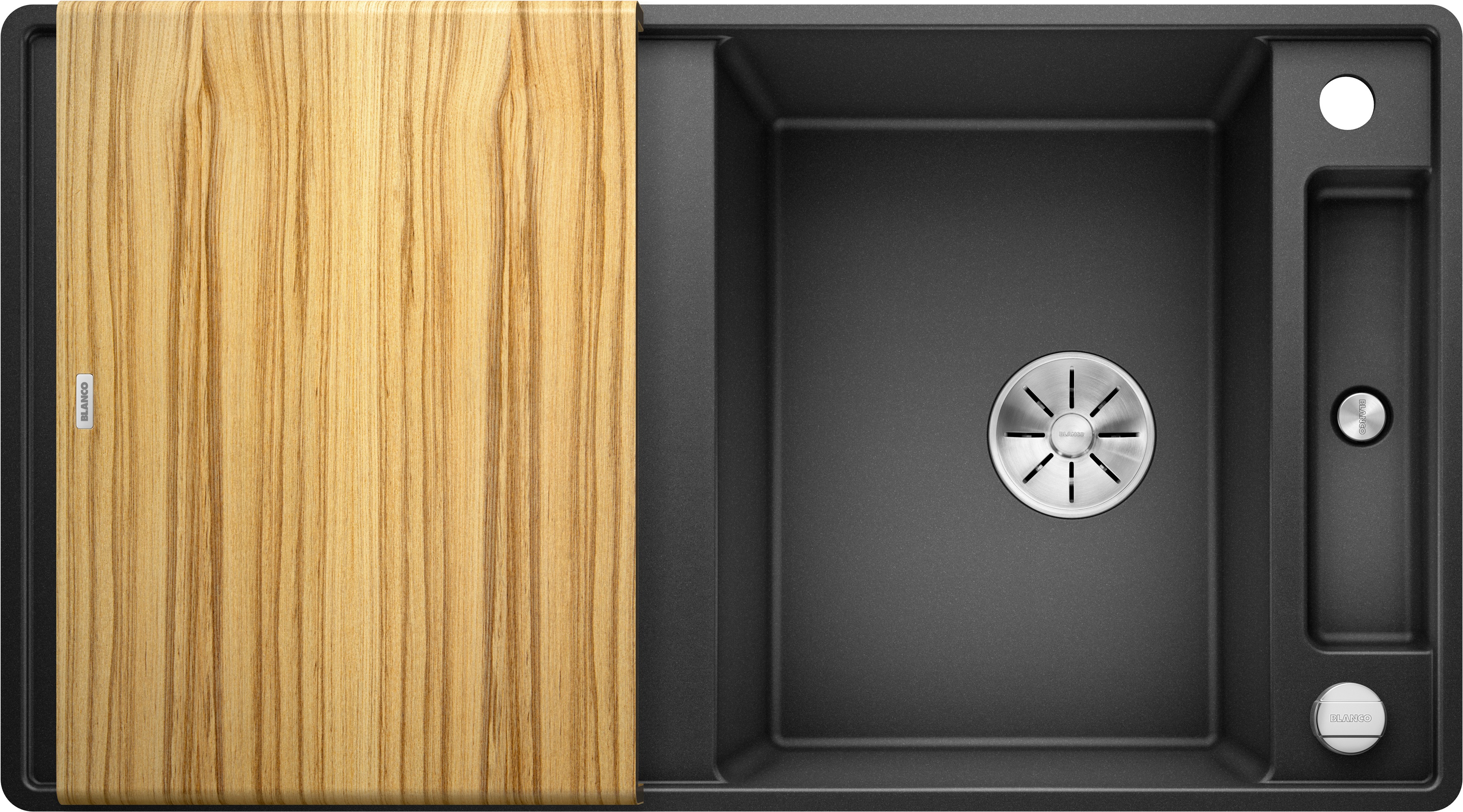 Thumbnail - Blanco Granitspüle "AXIA III 5 S-F" 1 Stk. tlg. inklusive gratis Esche-Compound-Brückenschneidebrett