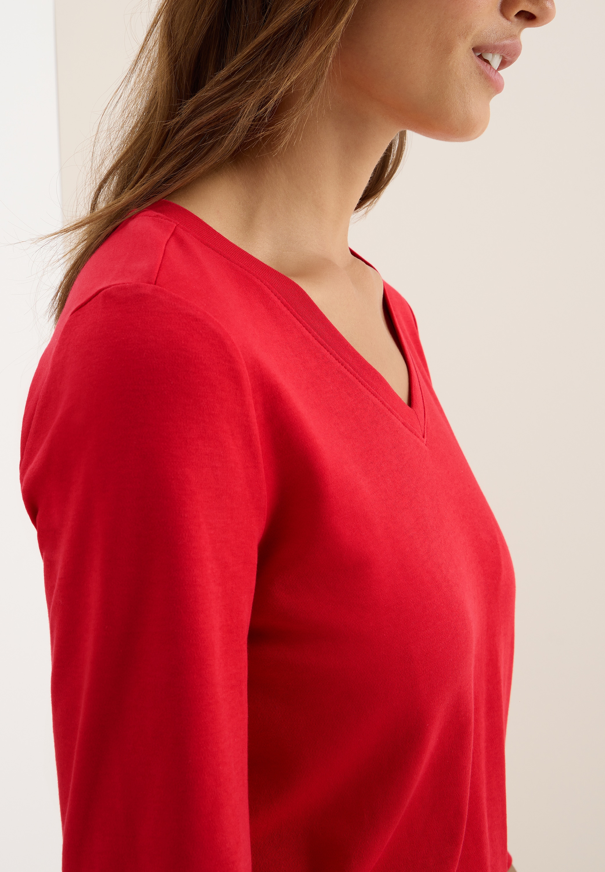 Cecil 3/4-Arm-Shirt, mit V-Ausschnitt, unifarben