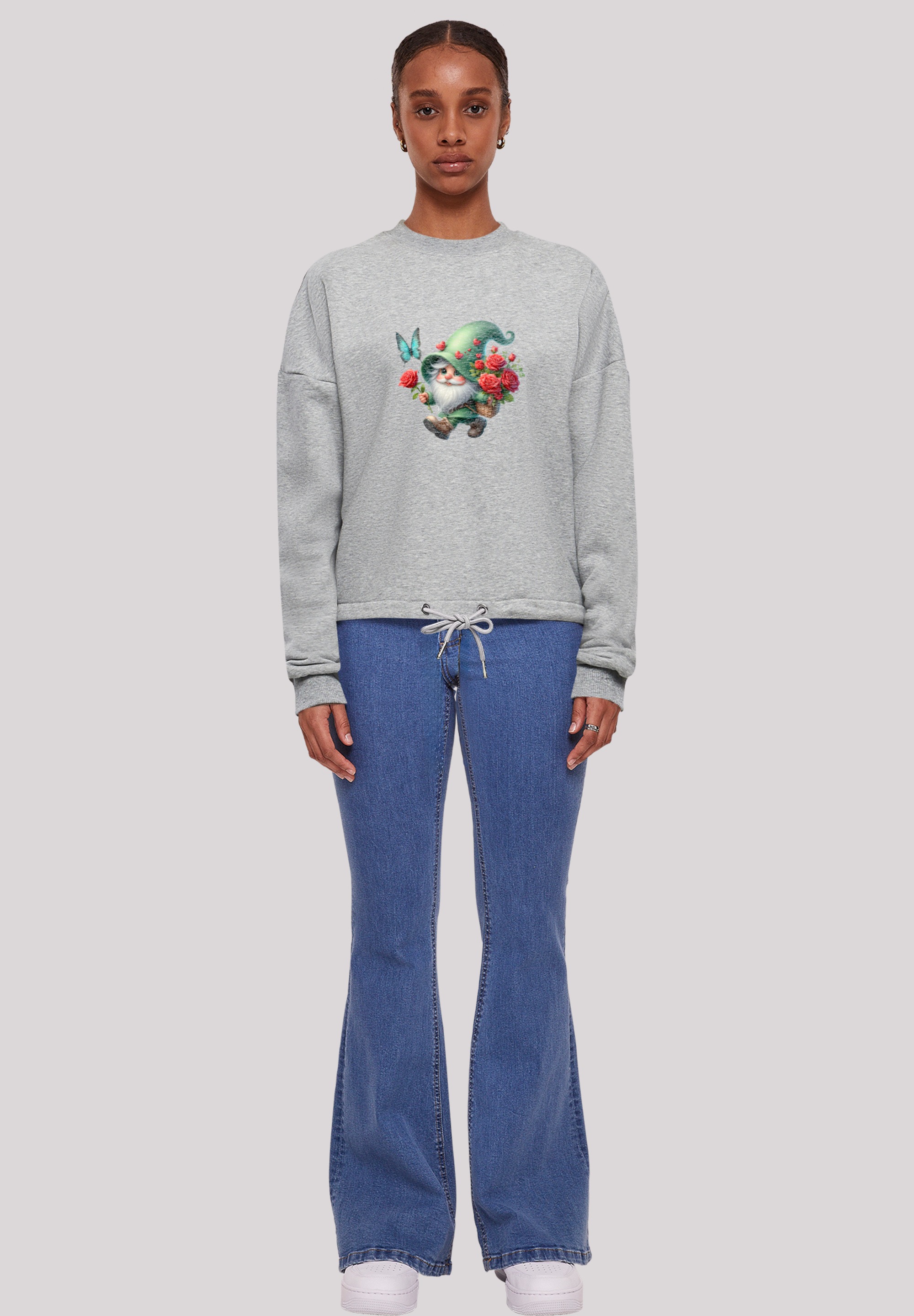 F4NT4STIC Sweatshirt »Gnom Frühling Blumen Schmetterling«, Premium Qualität