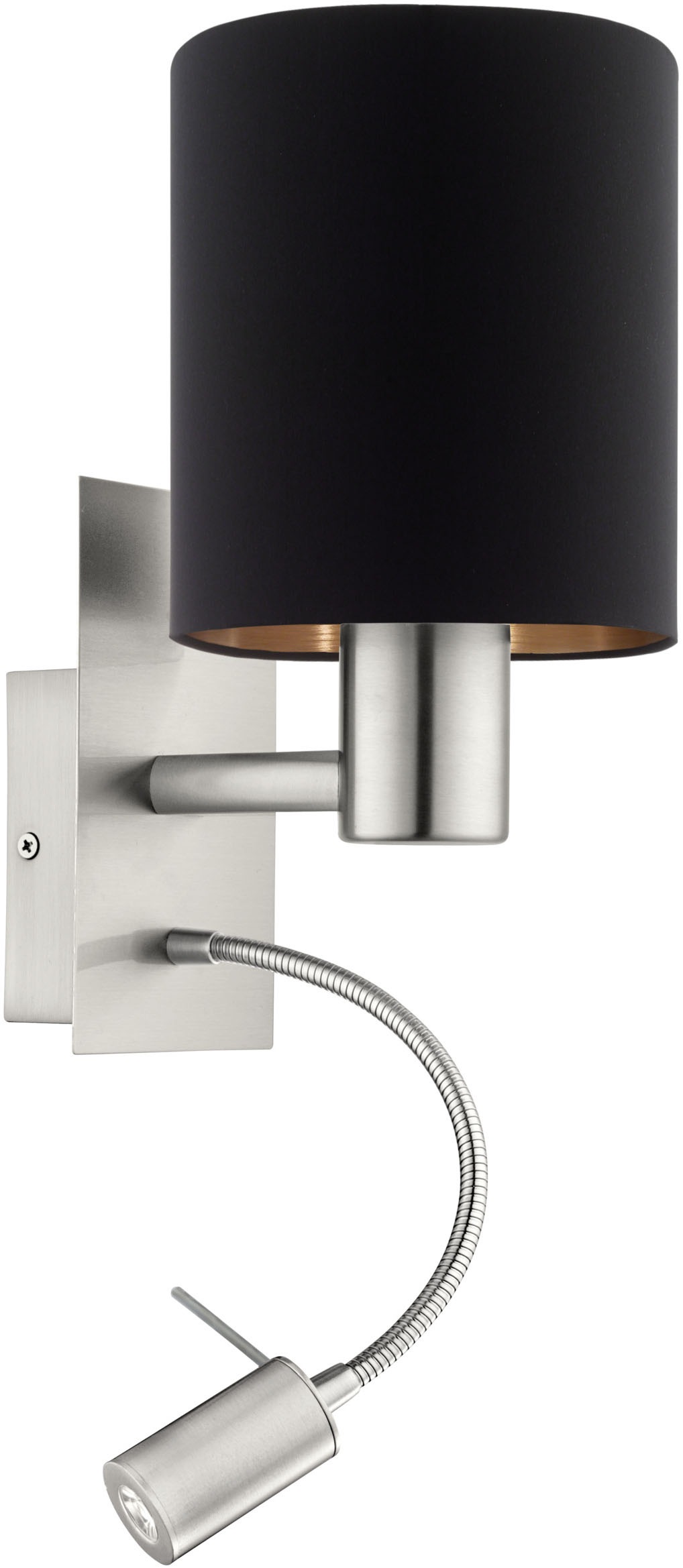EGLO Wandleuchte »PASTERI Wandlampe - Stahl - E27;LED - 1X40W;1X3,8W - IP20« E27 1 Stk. Warmweiß Wandstrahler, Wandspot, Wohnzimmer, Schlafzimmer, L15 x H38 x AL19,5cm