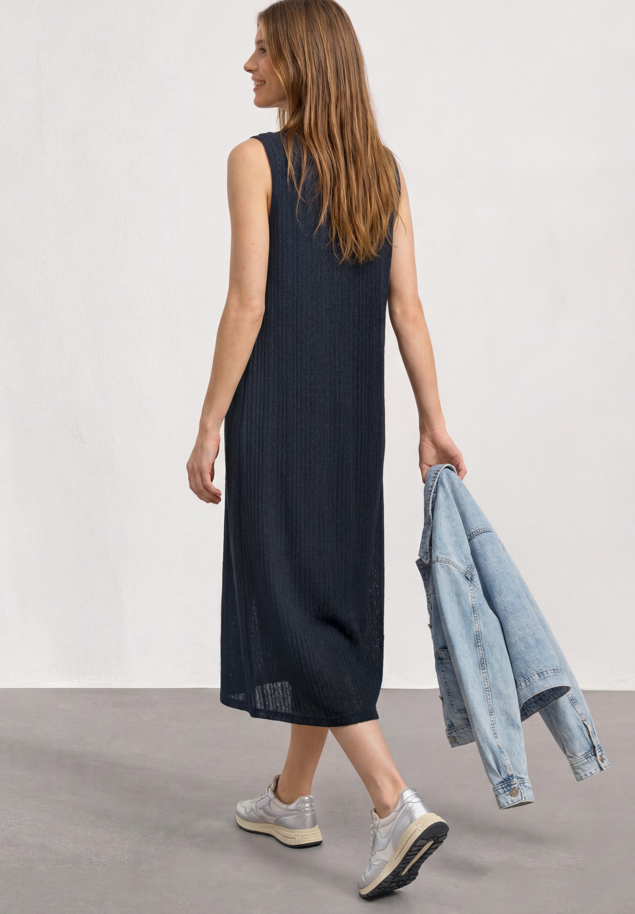 STREET ONE Midikleid Ohne Taschen Sommerkleid mit Spitze und Rundhals