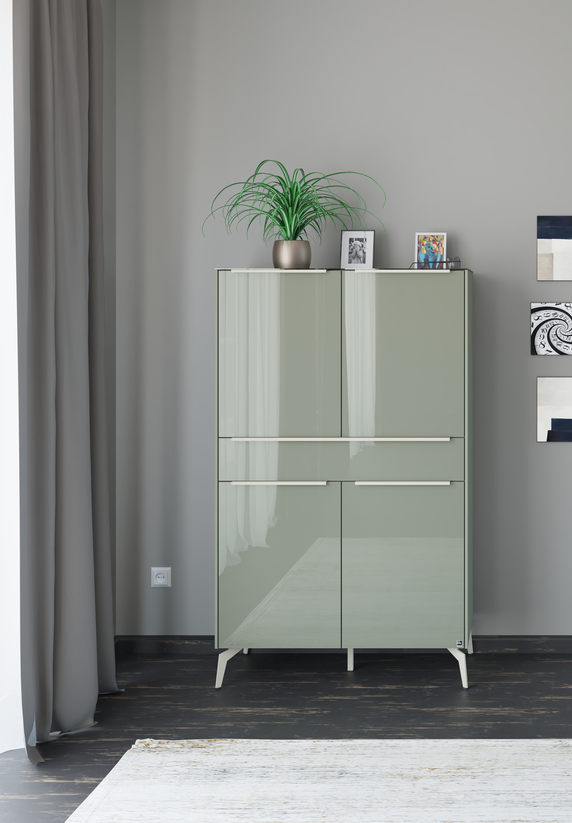 set one by Musterring Highboard "Reno" 1 Stk. tlg. Mit Winkelfuß in diversen Farben, 155 cm Höhe & Farbauswahl