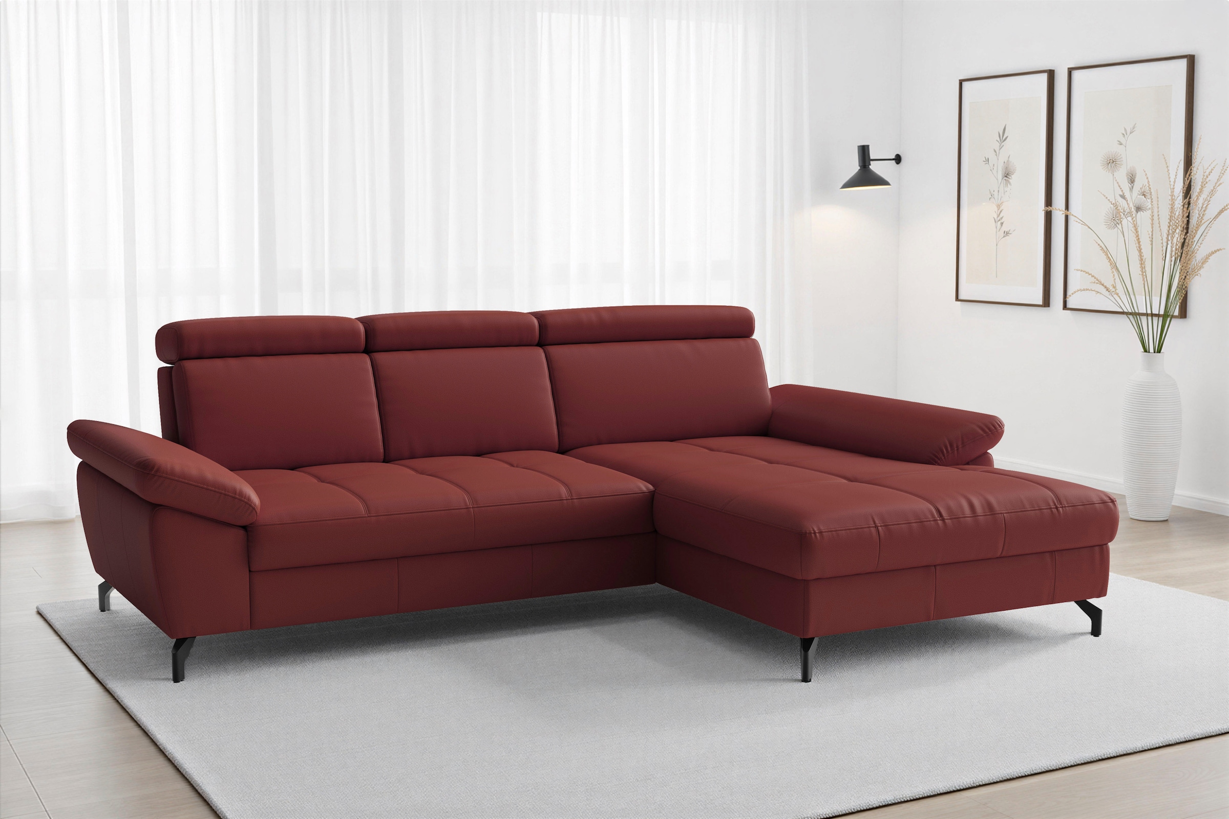 sit&more "Vanity L-Form, Leder, B: 264 cm, mit Sitz-, Kopf u. Armteilverstellung" Couch optional mit Schlaffunktion & Bettkasten, in Leder