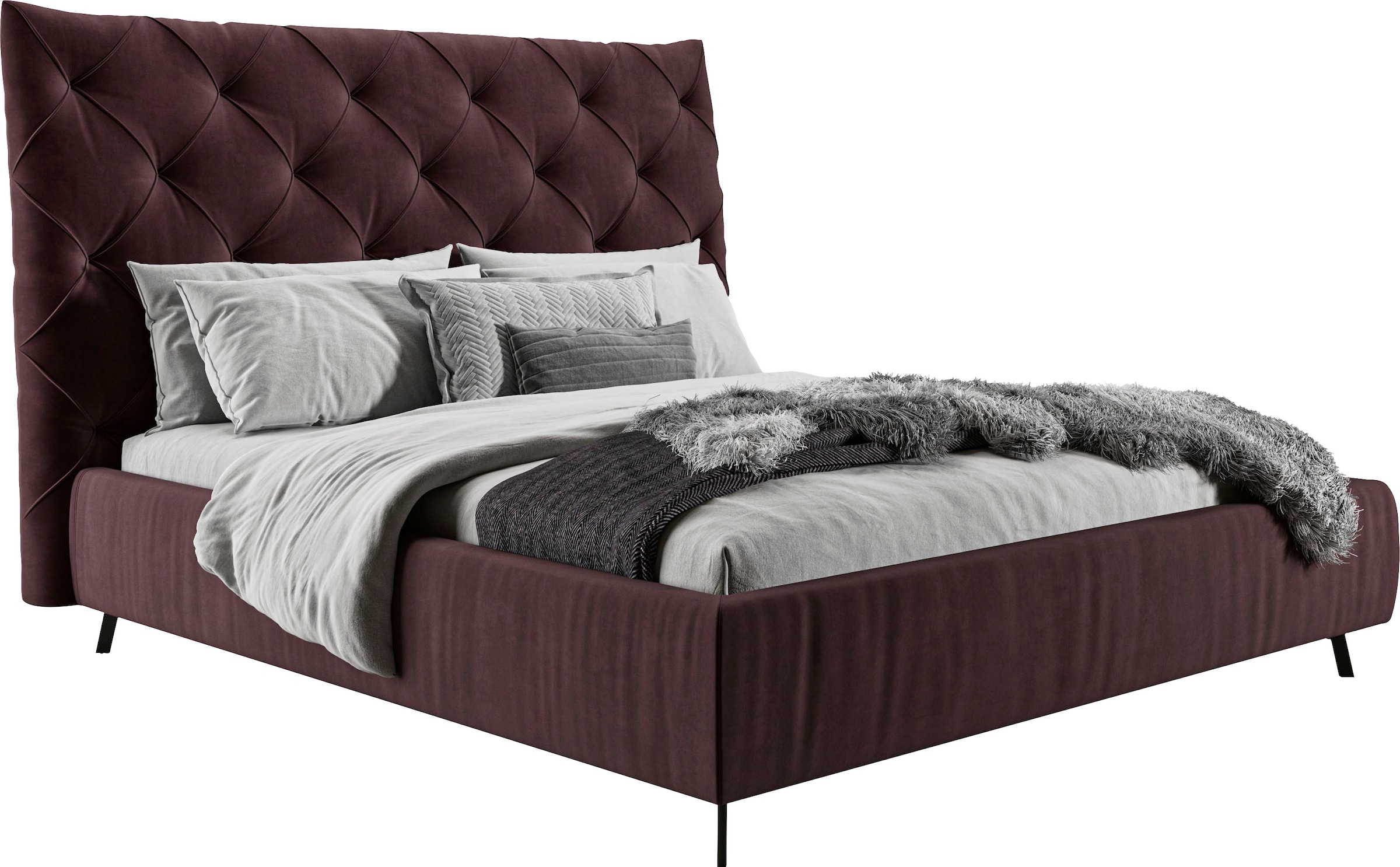 Home affaire Polsterbett "Maxime, in 4 Breiten bis 200cm, auch in Leder" Kopfteilhöhe 143 cm, belastbar bis 280 kg, auch in Überlänge 220cm