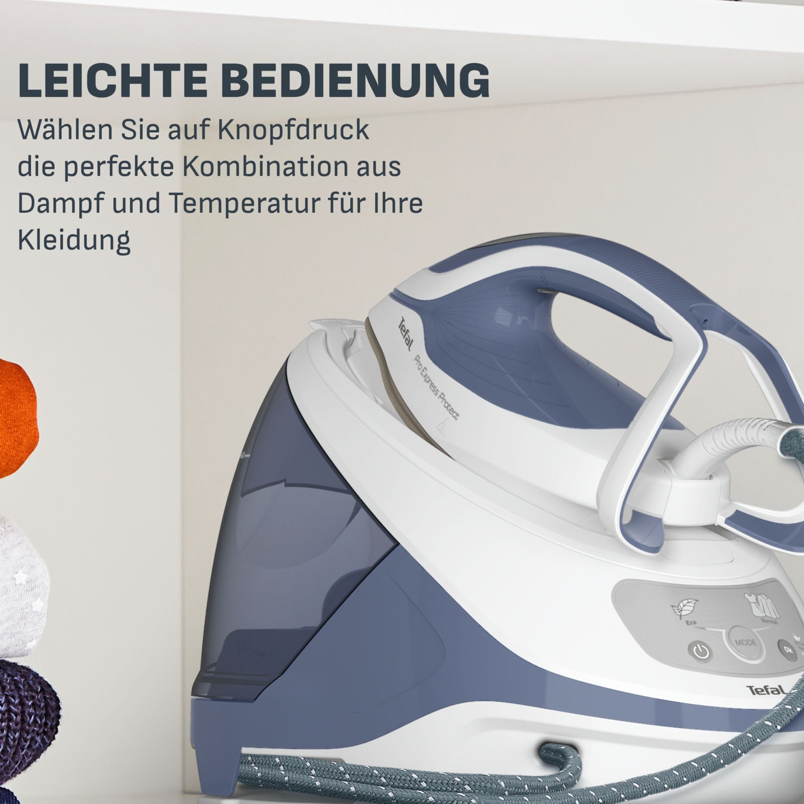 Tefal Dampfbügelstation »GV9225 Pro Express Protect mit 550 g/min Boost Dampfstoß« 1.800 ml Wassertank Durilium AirGlide Ultra Thin, Protect System gegen Wasserflecken