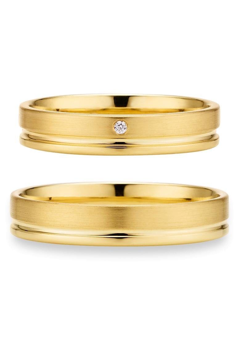 PHÖNIX Damen Trauring "Schmuck Geschenk Gold 333 Trauring Ehering LIEBE versch. Varianten", 54, 0,01 SI = kleine Einschlüsse mit Brillant, Gelbgold