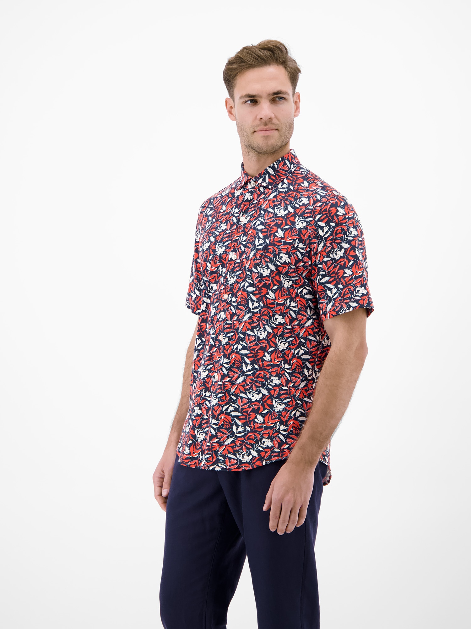 LERROS Kurzarmhemd »1/2 Hemd aus 100 % Baumwolle, floral bedruckt«