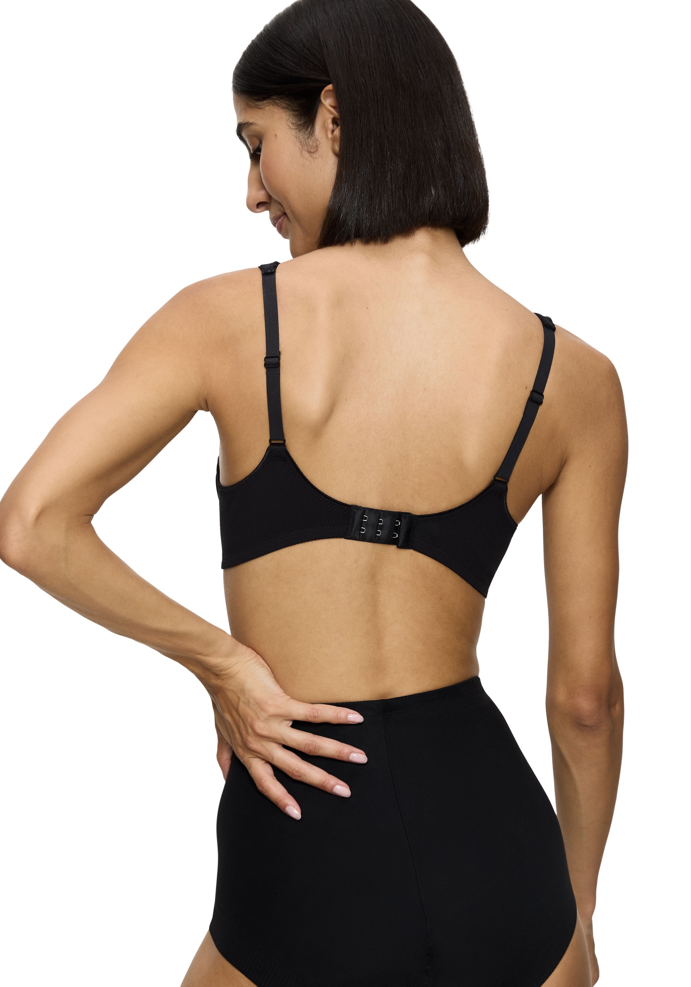 Bügelloser BH TRIUMPH "Modern Lace+Cotton", Damen, Gr. 110, Cup B, schwarz, Microtouch, Obermaterial: 50% Polyamid, 30% Baumwolle, 20% Elasthan, BHs, Spitzeneinsätze, starker Halt ohne Bügel, atmungsaktiv, leicht 5