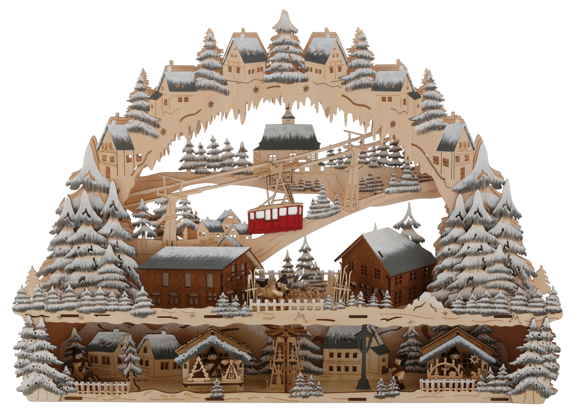 my home Schwibbogen »Podest und Seilbahn, Skihütte und Weihnachsmarkt,  Weihnachtsdeko«, Breite ca. 64 cm kaufen | BAUR