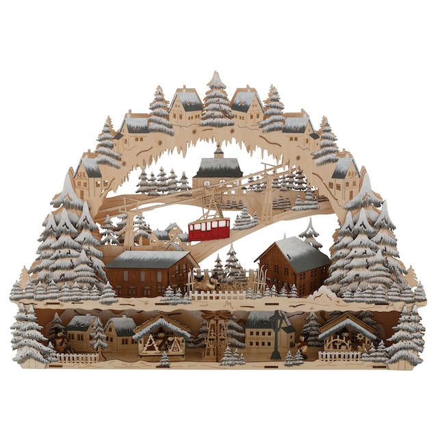 my home Schwibbogen »Podest und Seilbahn, Skihütte und Weihnachsmarkt,  Weihnachtsdeko«, Breite ca. 64 cm kaufen | BAUR