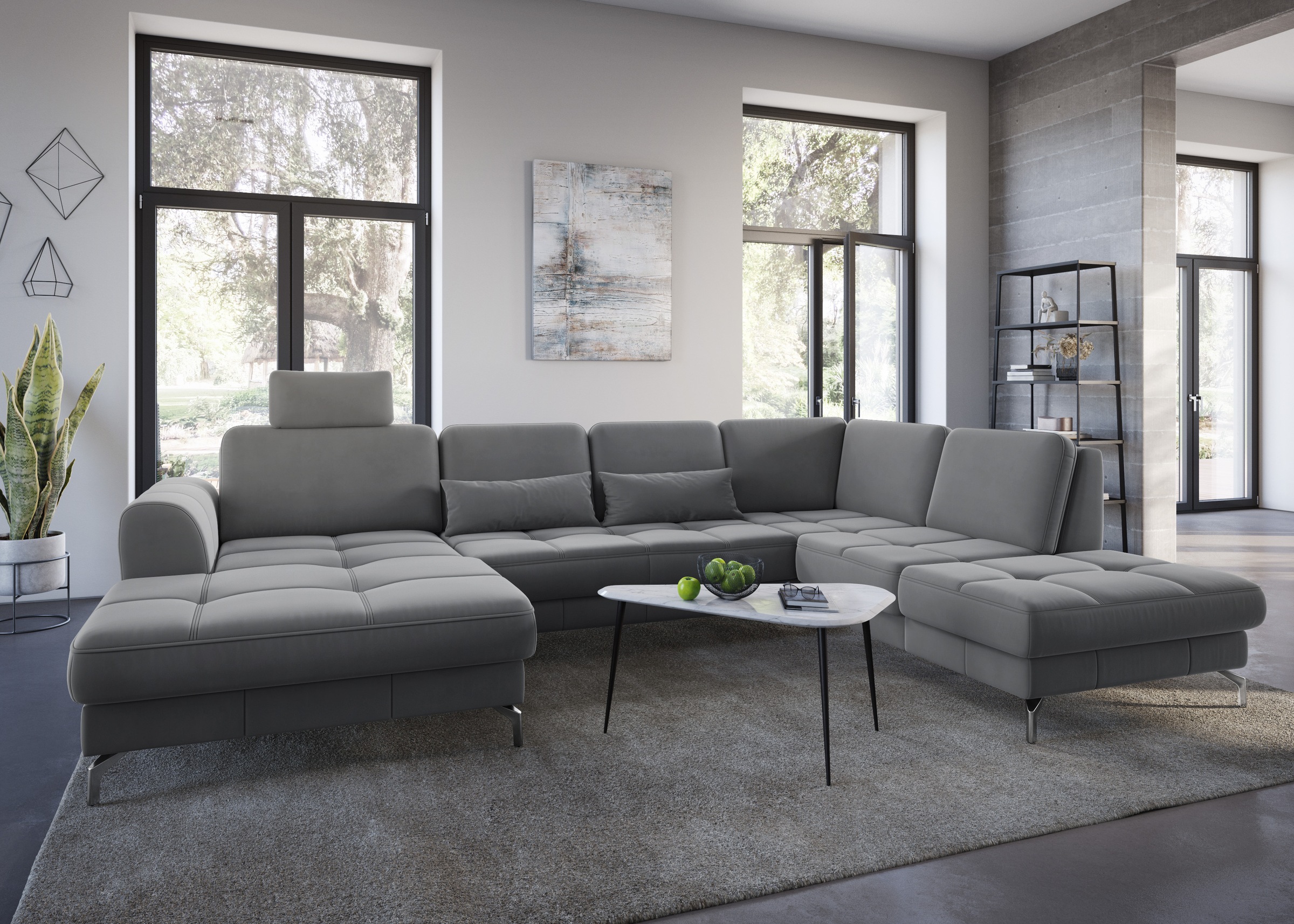 sit&more Wohnlandschaft »Bendigo U-Form«, inklusive Sitztiefenverstellung, Bodenfreiheit 12 cm, in 2 Fußfarben