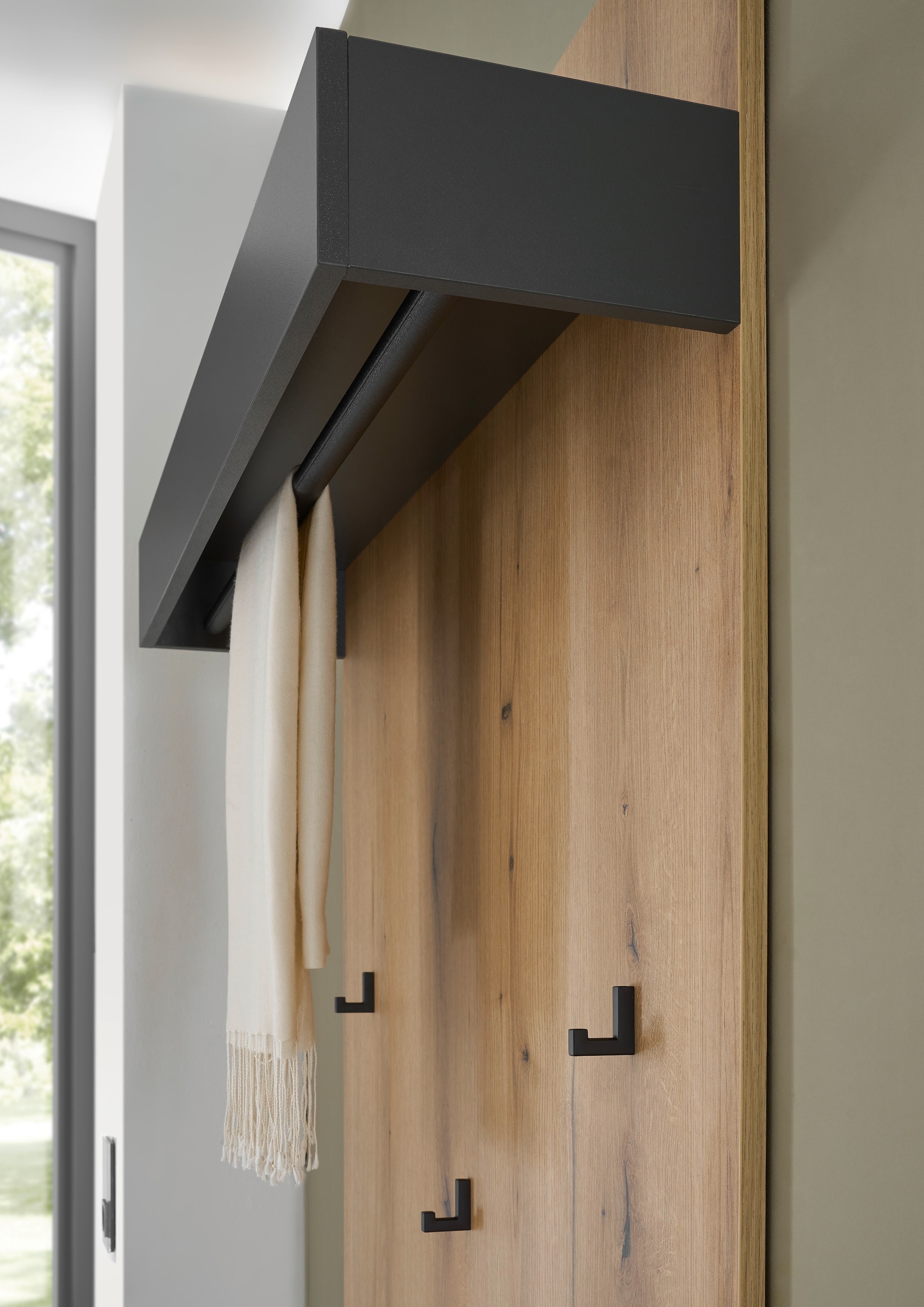 INOSIGN Garderoben-Set »GIRON/CiTY, moderne Garderobe, Komplettset mit viel Stauraum«, (Komplett-Set, 4 St.), enthält Kommode, Spiegel, Paneel & Schuhbank +Sitzkissen, 190 cm breit