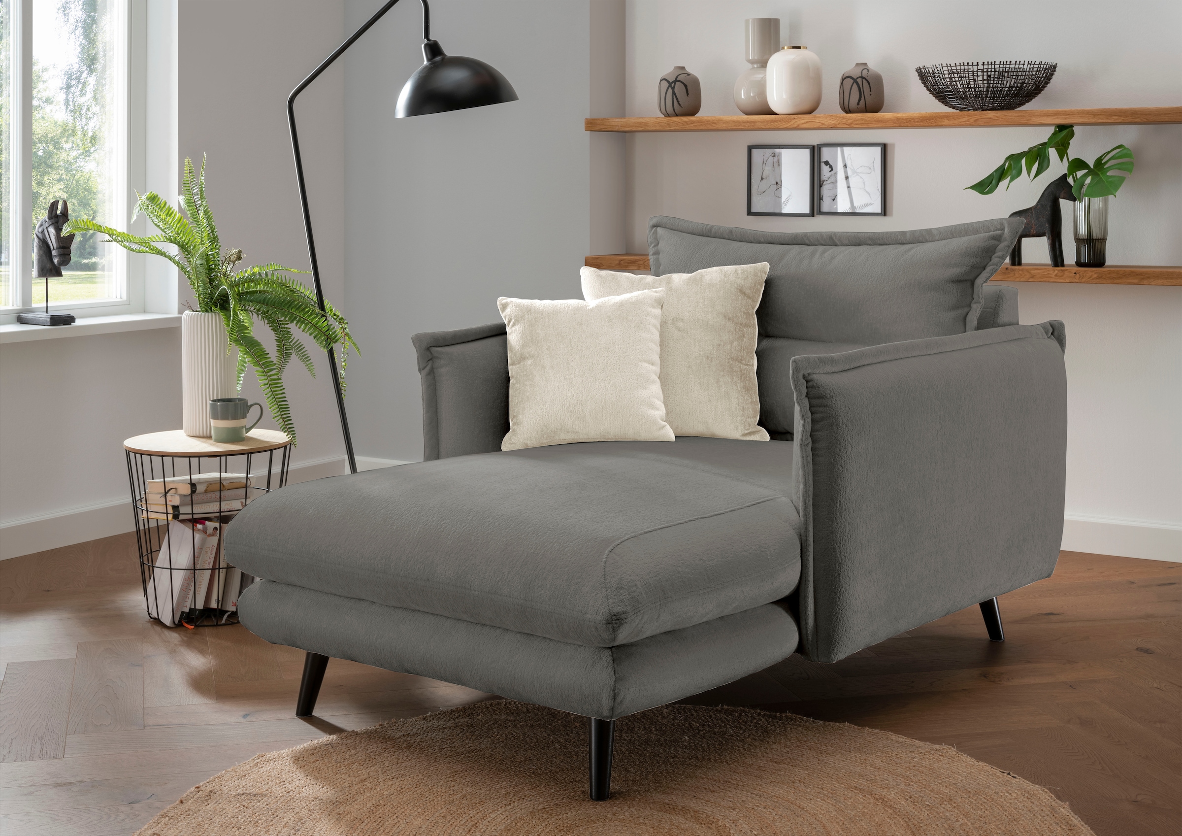 INOSIGN Loveseat "Lazio", moderner Sessel mit einer bequemen Polsterung, 2 Stk. Zierkissen