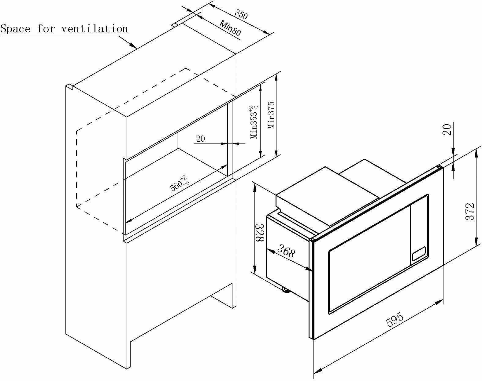 Amica Įmontuojama mikrobangų krosnelė  »EMW 13184 E« Grilis-Mikrobangų krosnelė  1800 W digitaler Timer