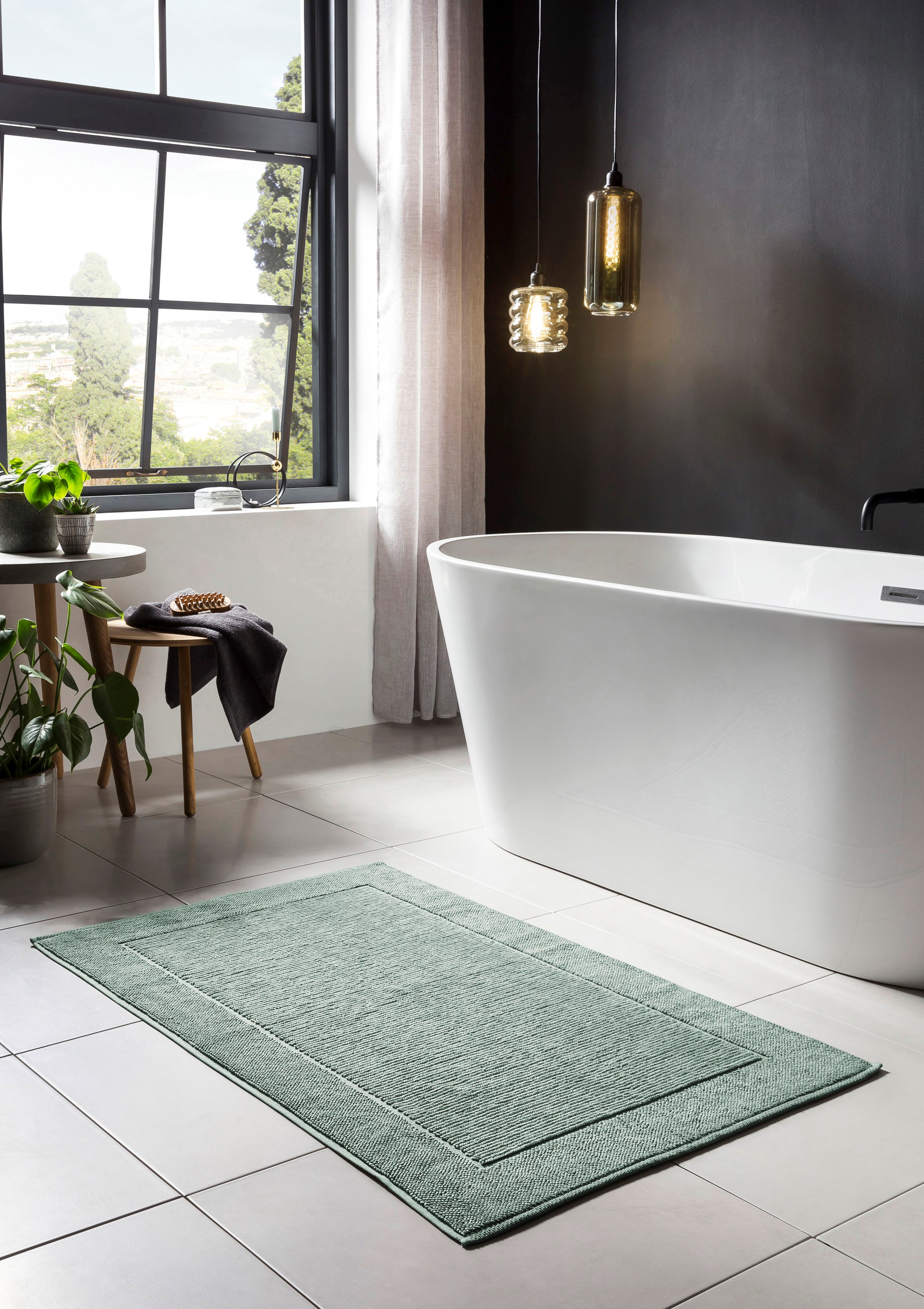 done.® Badematte »Damian«, fußbodenheizungsgeeignet, Badteppich, Uni-Farben, mit Bordüre, Hoch-Tief Effekt, reine Baumwolle