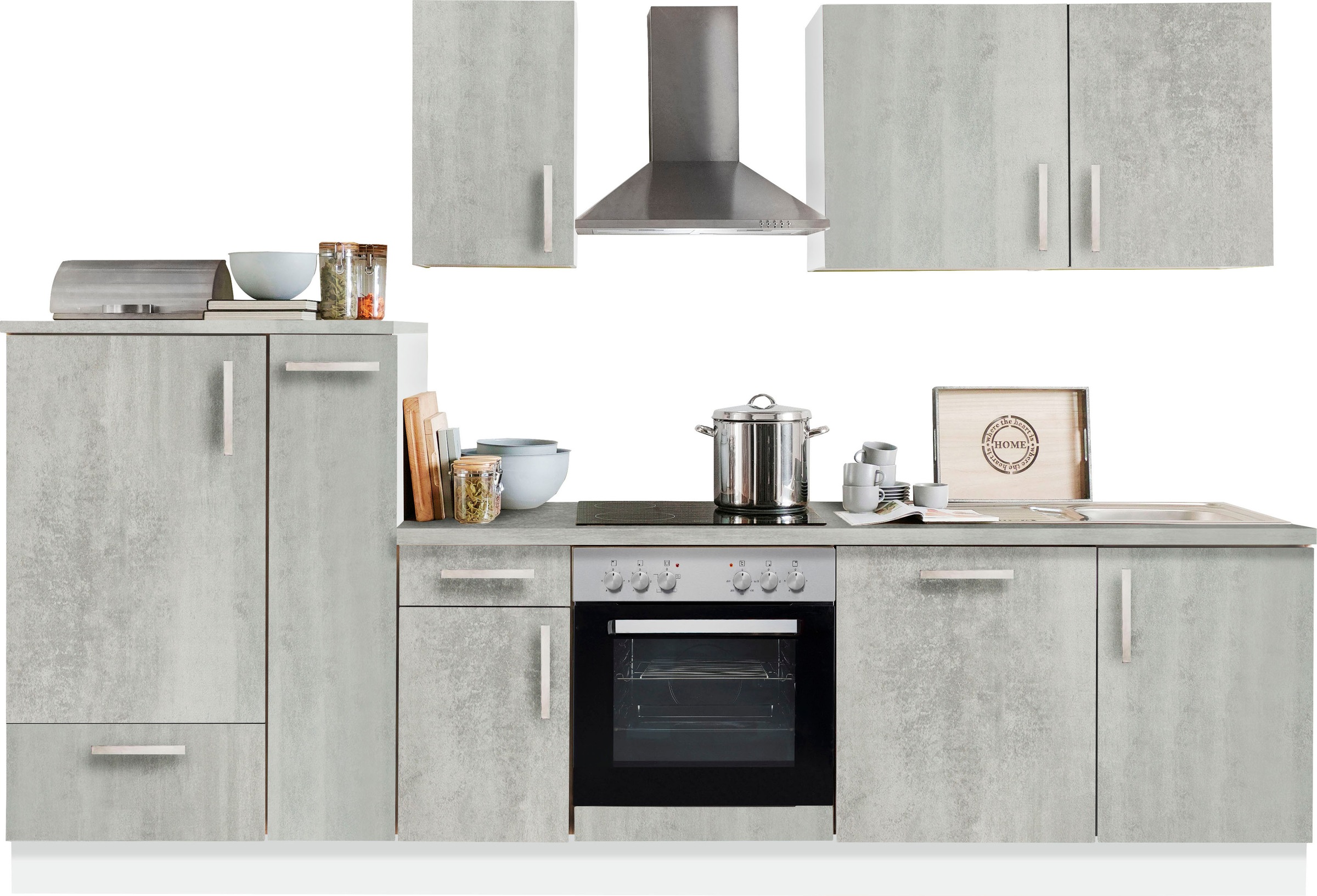 Menke Küchen Küchenzeile »White Premium«, Küchenzeile mit E-Geräten, Breite 300 cm