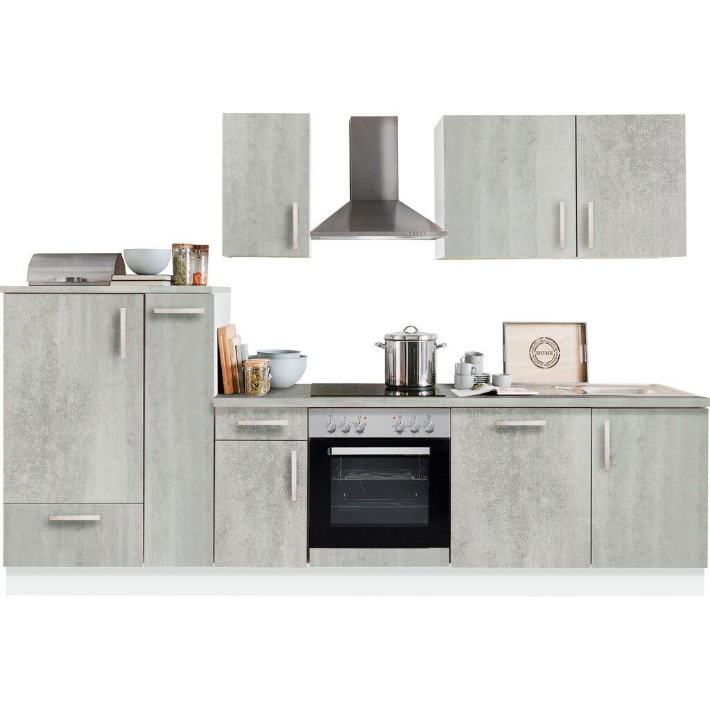 Menke Küchen Küchenzeile »White Premium«, Küchenzeile mit E-Geräten, Breite 300 cm